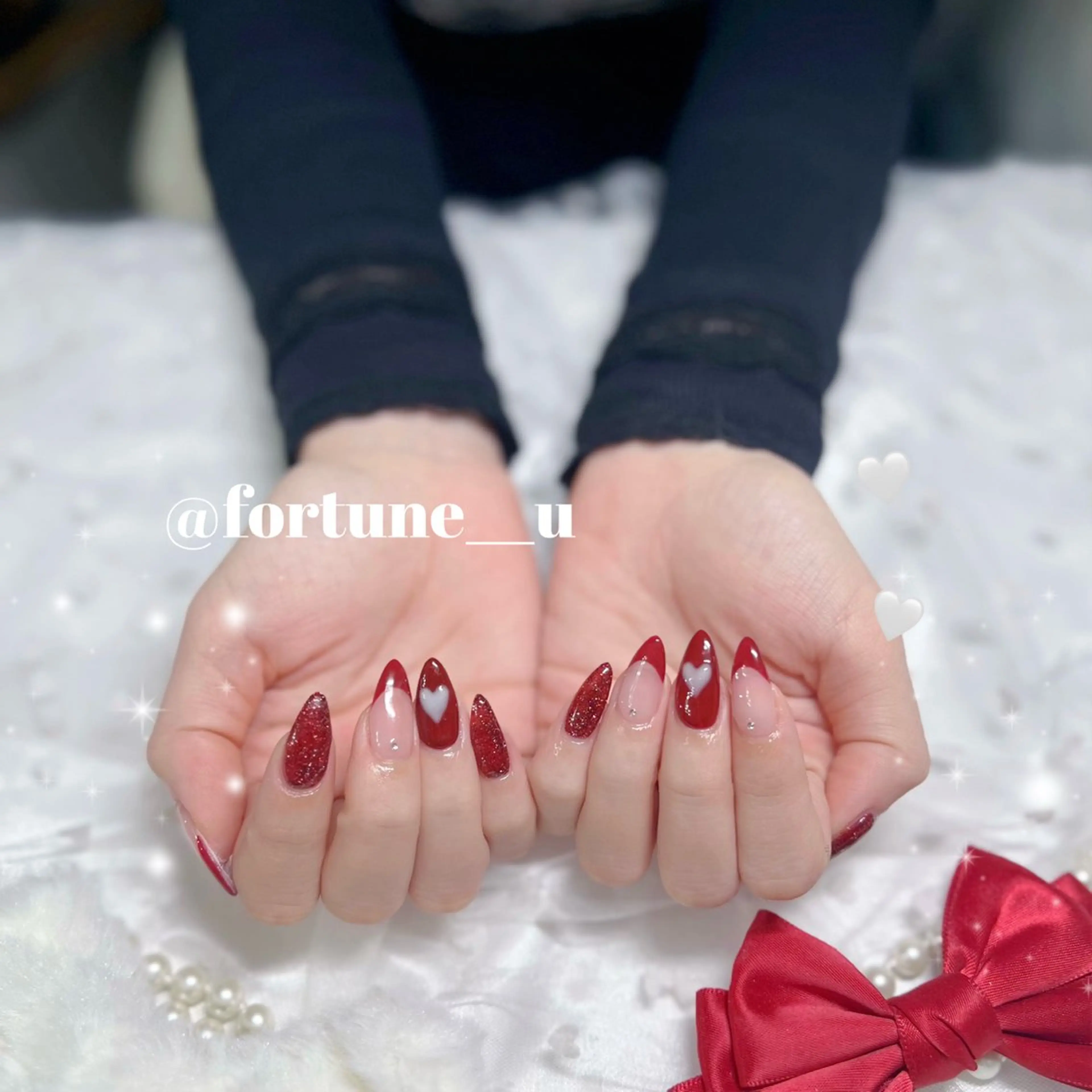 ネイル ガーリー 韓国ネイル 持ち込み ワンホンネイル ハンドネイル 💜✩.* Yuuna💜のネイルデザイン