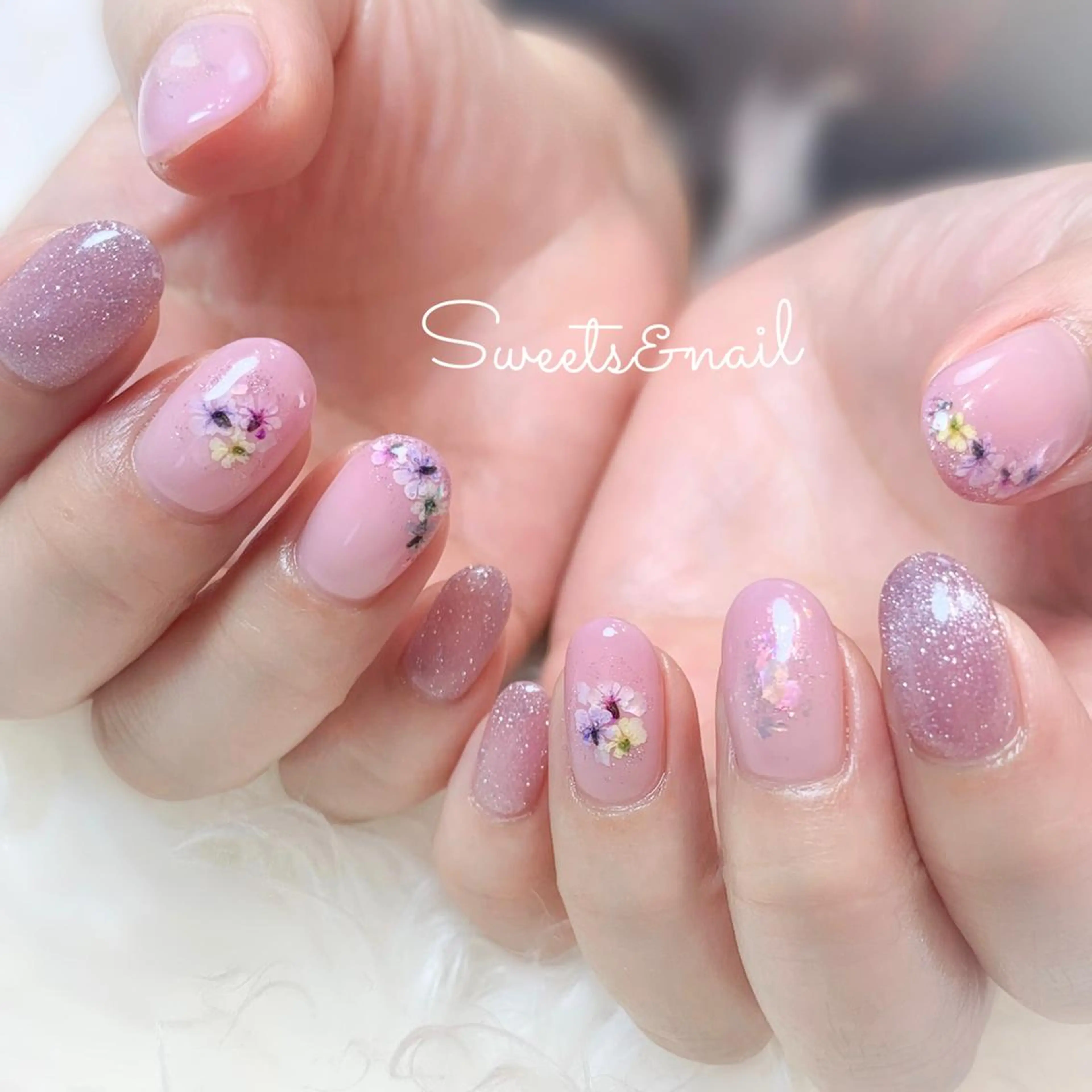 ネイル ブルー フラッシュネイル フラワーネイル ジェルネイル ハート Sweets＆ nail みなこのネイルデザイン