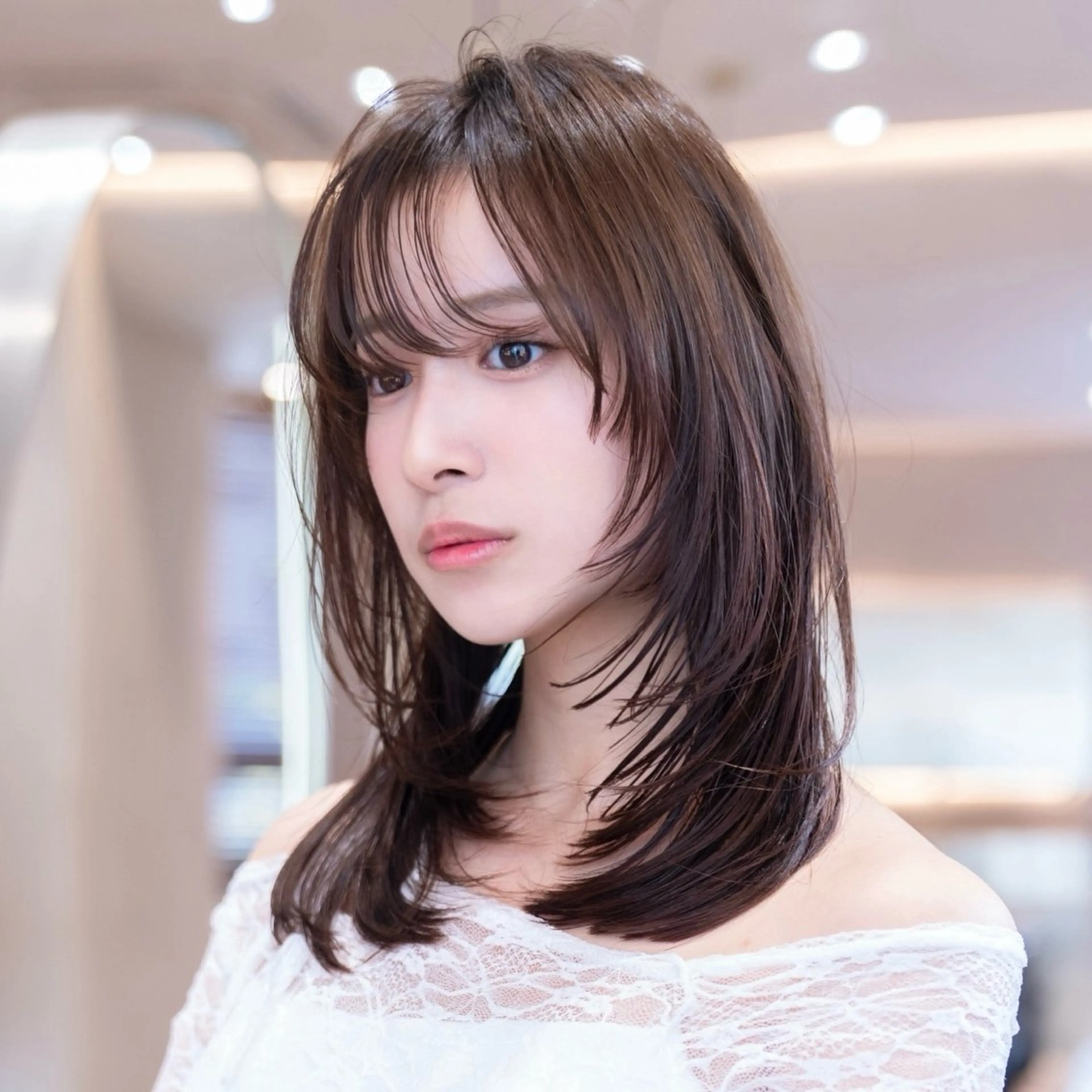 ミディアム カット ヘアカラー 渋谷/韓国レイヤー ハッシュ/堅亘🟩のヘアスタイル