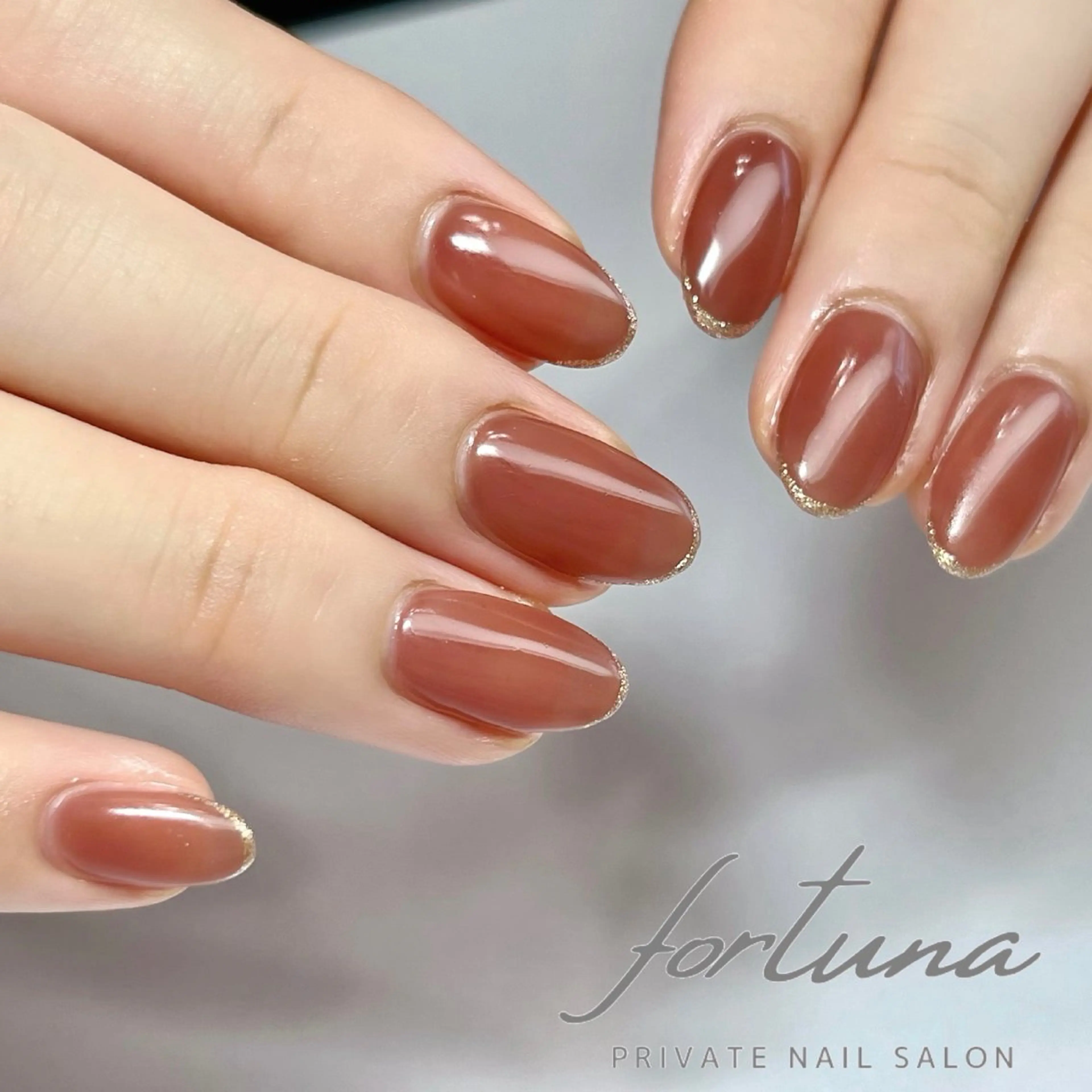 ネイル ブラウン ラメ(グリッター) ハンドネイル fortuna 武藤裕美のネイルデザイン