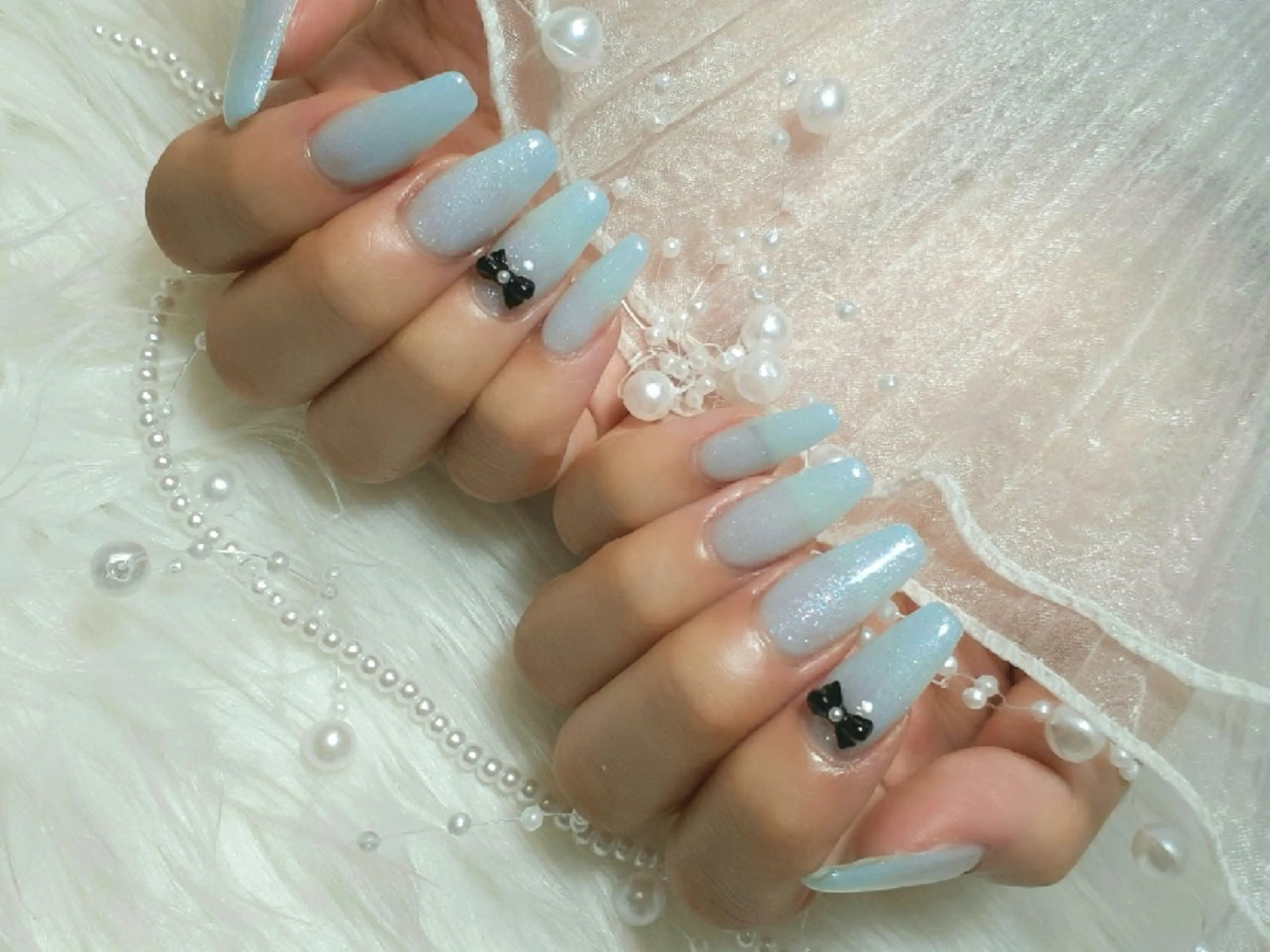 ネイル リボン ハンドネイル ハンドケア 本町/北浜peTiT saori🌼のネイルデザイン