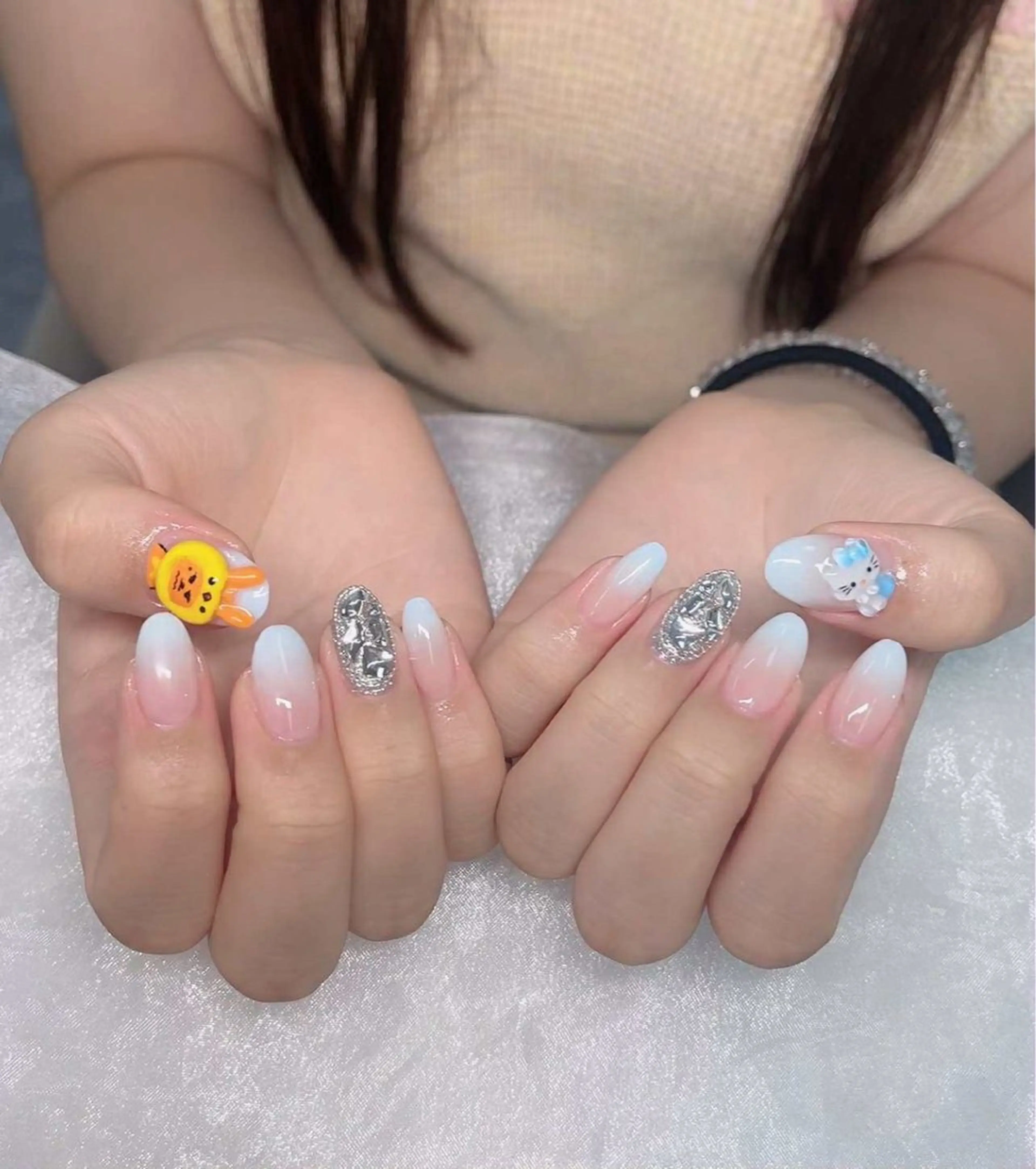 ネイル グラデーション ロングネイル 持ち込み ハンドネイル MIYU．nail Mariaのネイルデザイン