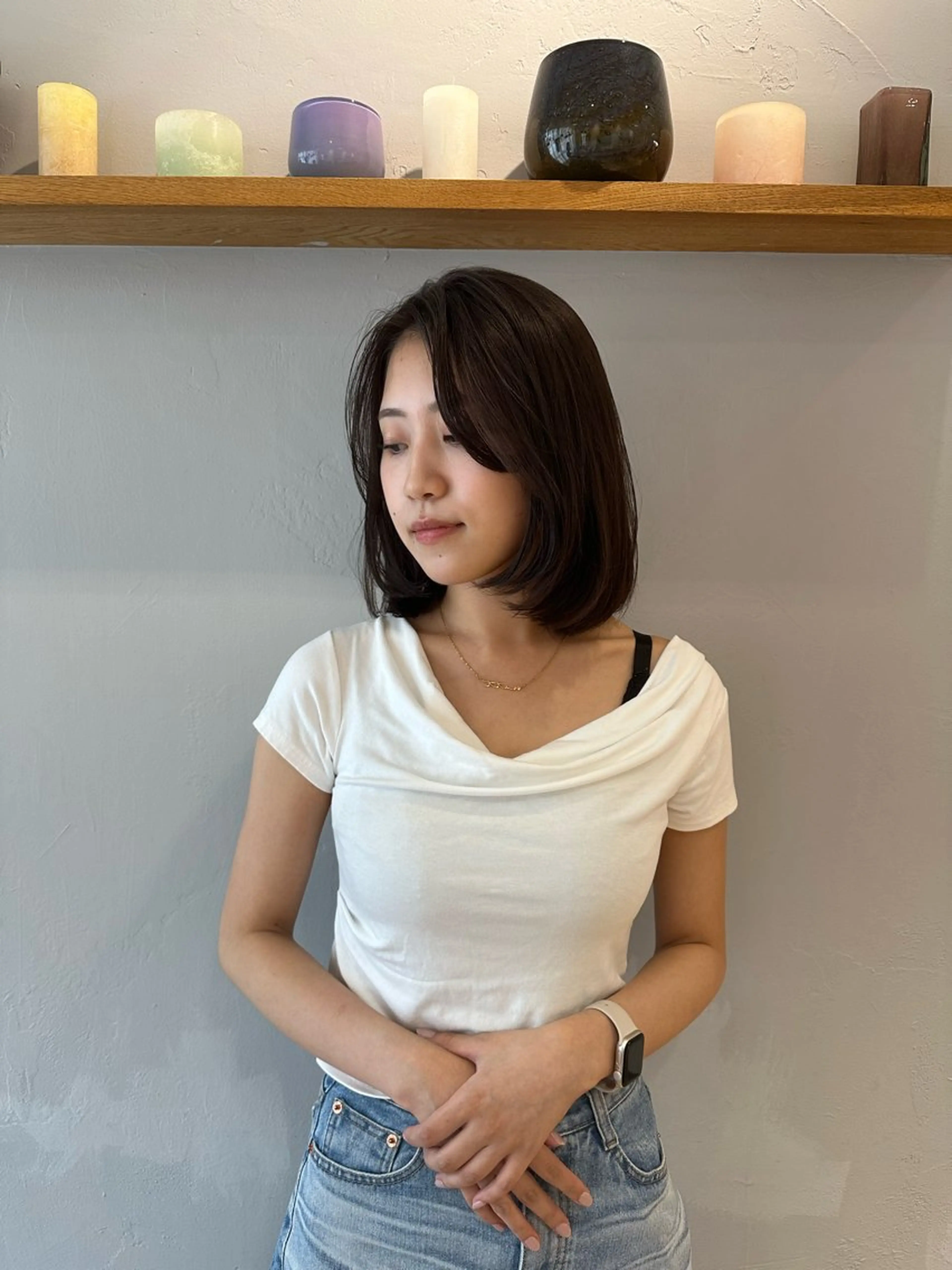 ショート カラー カット ヘアカラー トリートメント ヘッドスパ REINA☁️透明感 カラー/ぷつっと♡のヘアスタイル