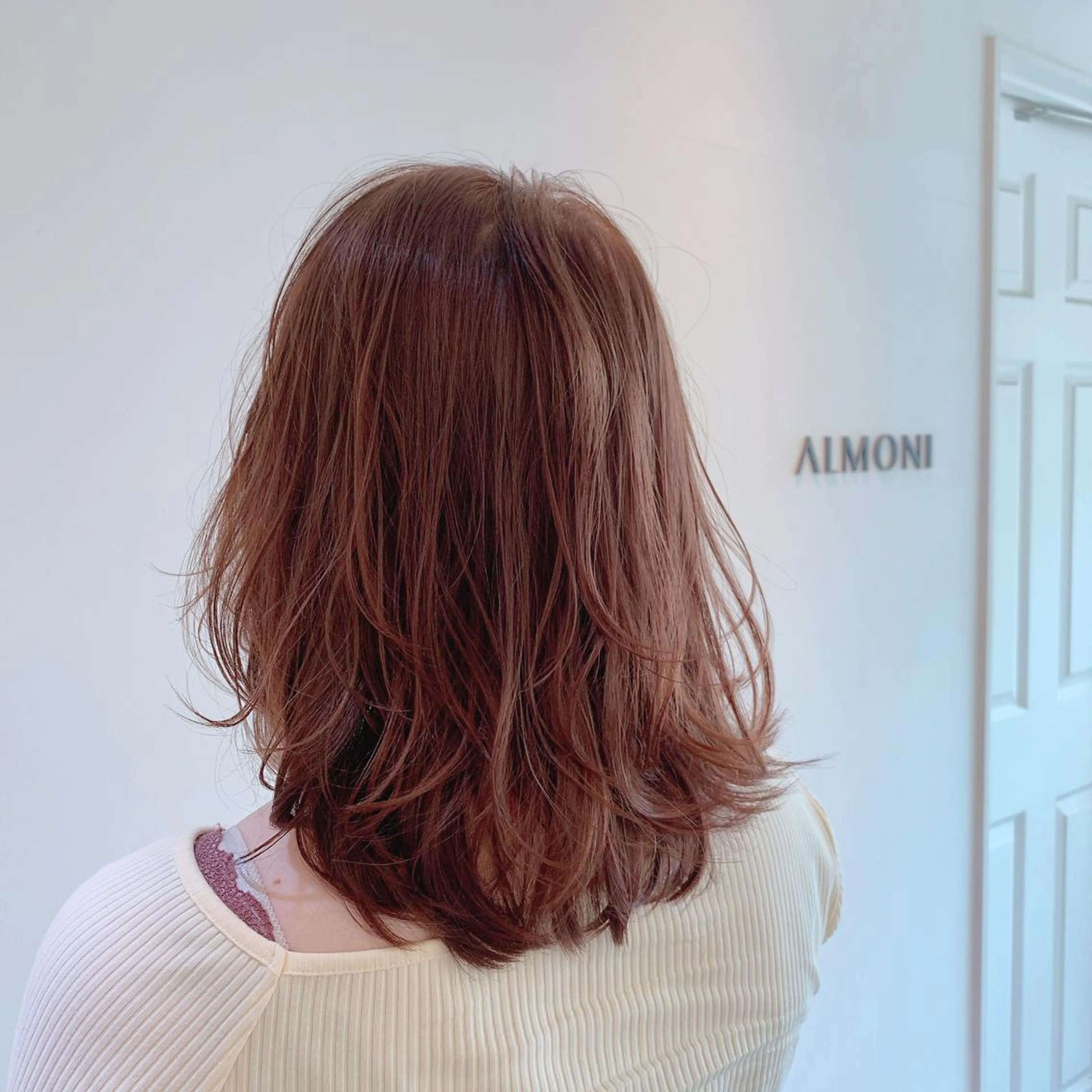 ミディアム カラー ヘアアレンジ ブラウンカラー ピンクカラー ピンクブラウン 似合わせhair🔸 アサダ　タカコ🔸のヘアスタイル