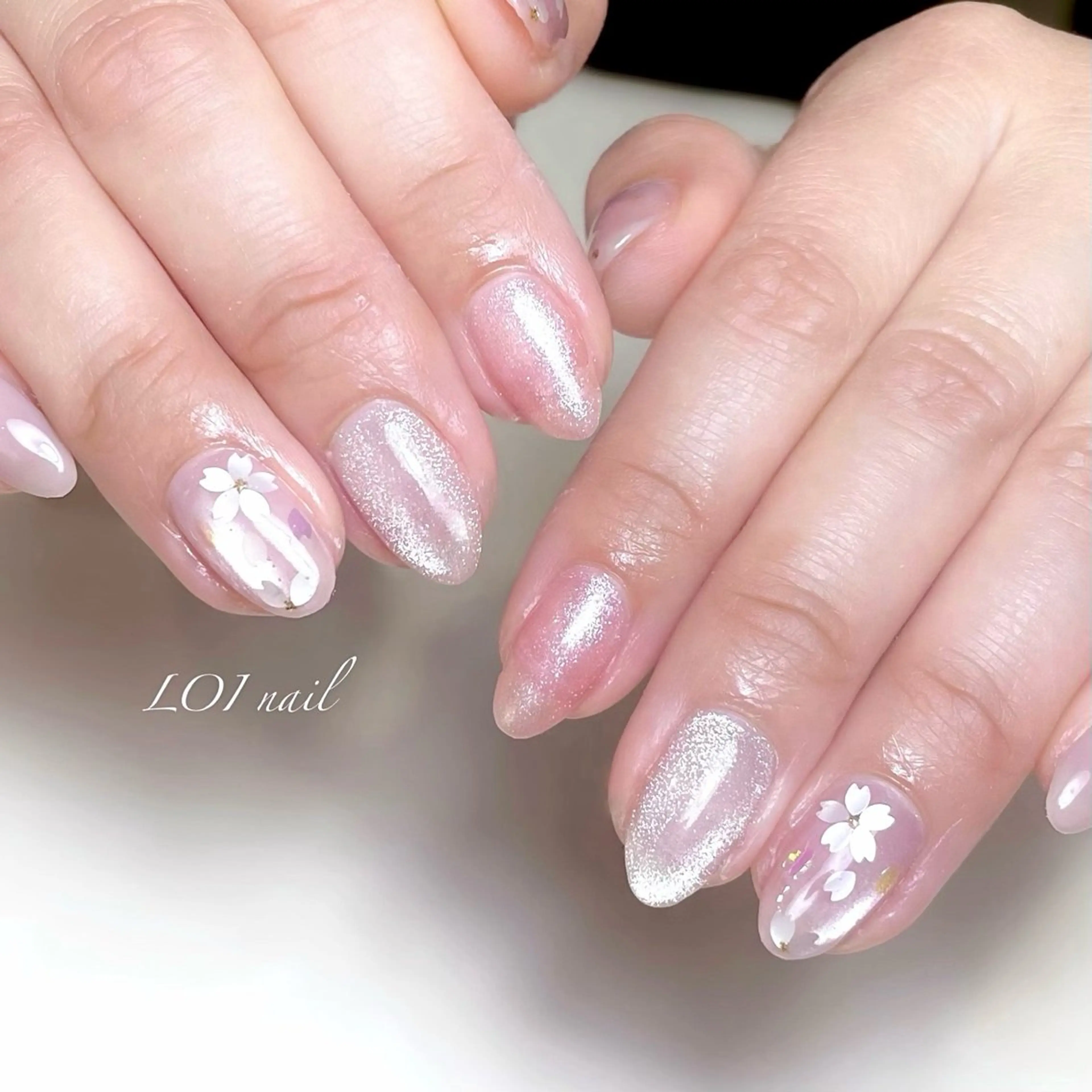 ネイル アートネイル 桜ネイル ハンドネイル LOI nail monaのネイルデザイン