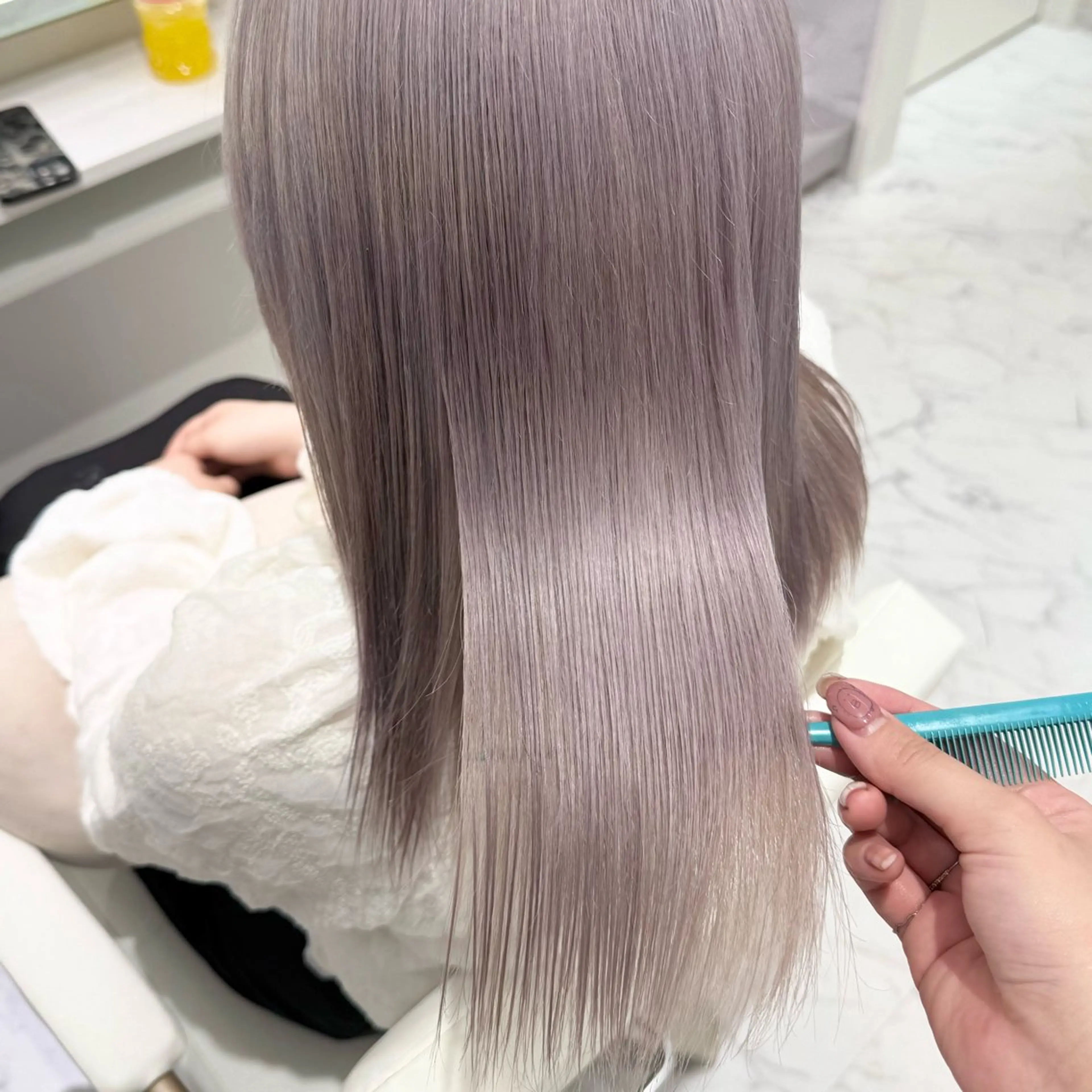 ミディアム カラー ブリーチ ラベンダーカラー ParveMix いしいまお🌼のヘアスタイル