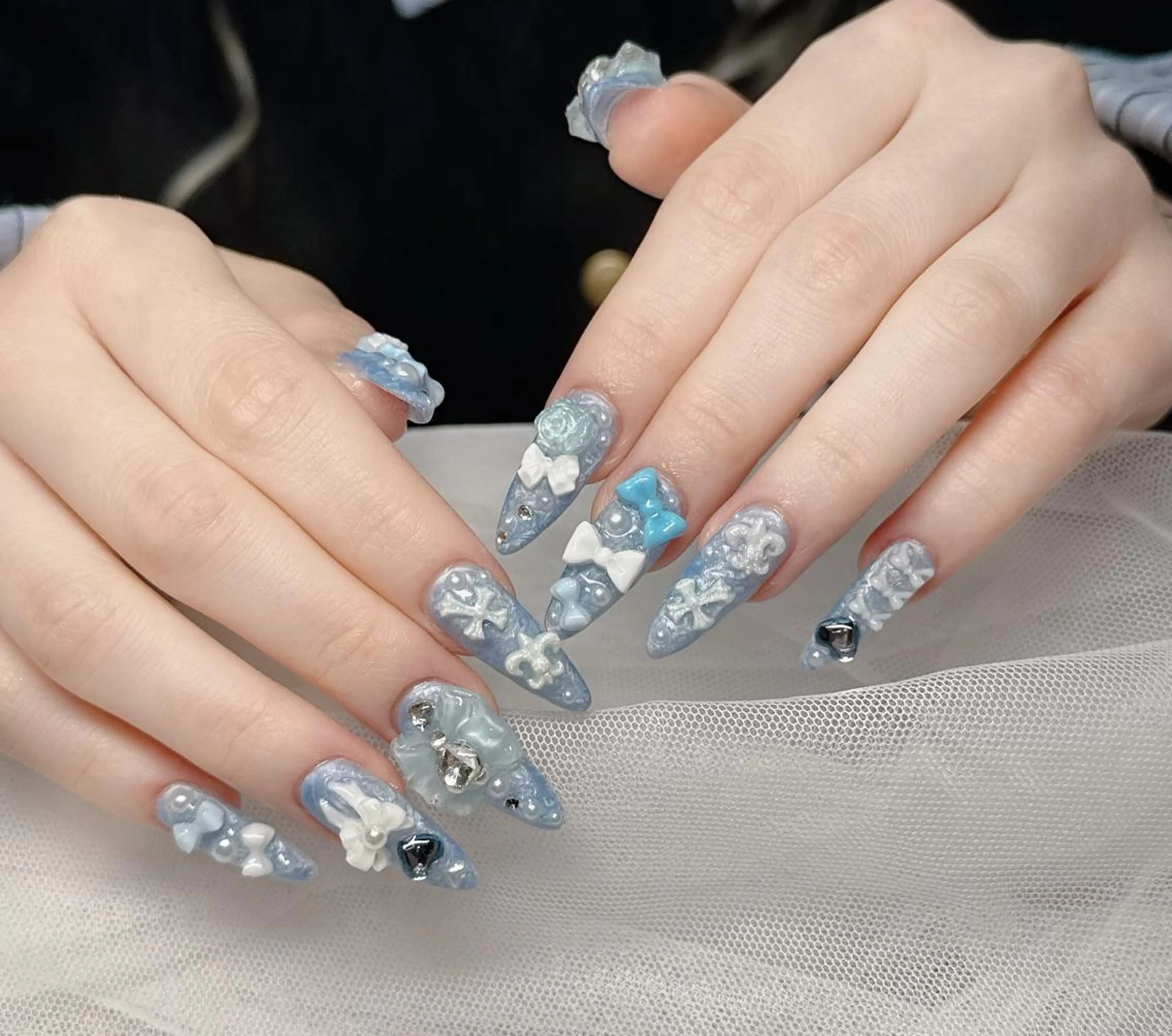 ロング カラー ベージュカラー グラデーションカラー ピンクカラー 韓国風ヘア ハンドネイル 高橋 ユキのネイルデザイン