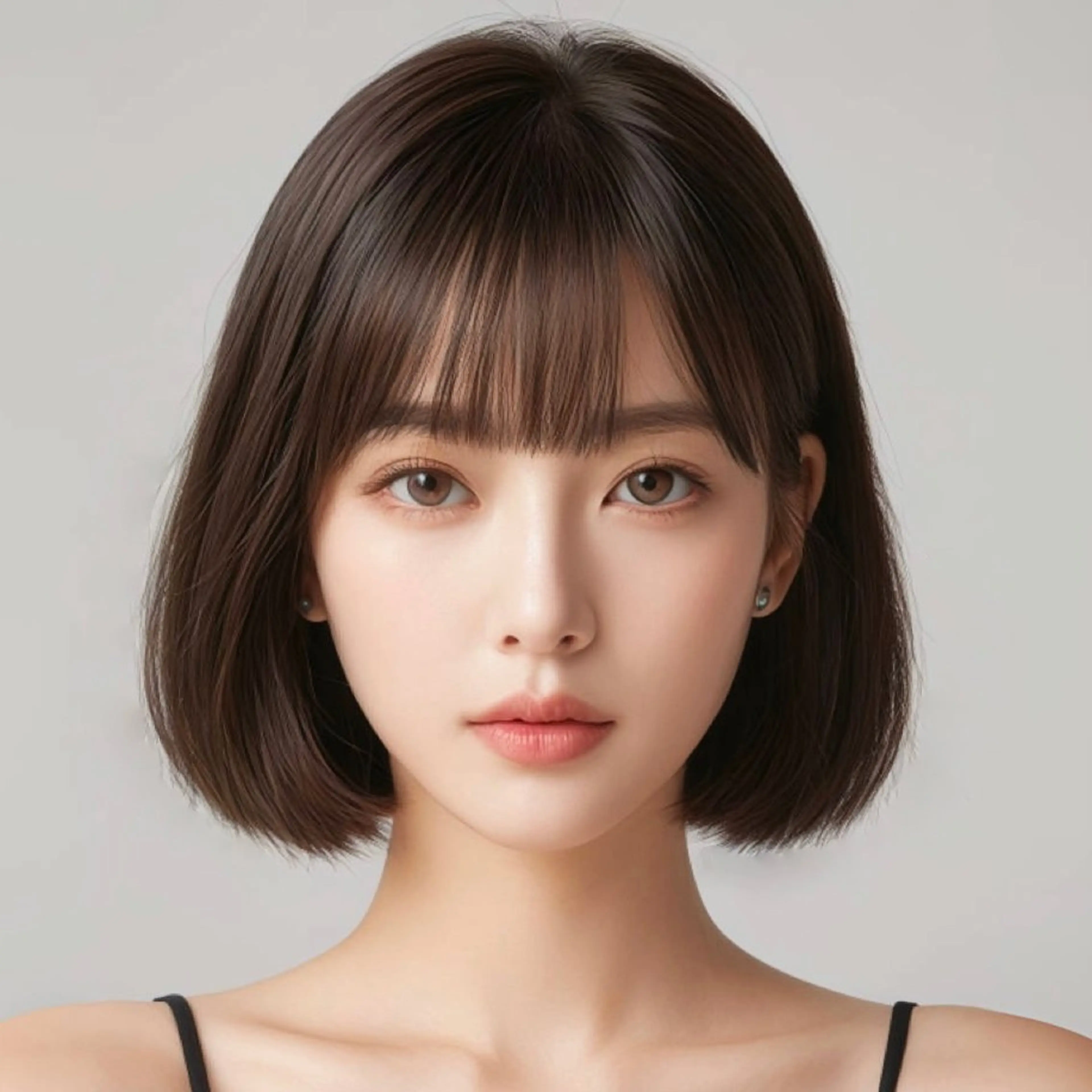 ショート カラー ボブ タンバルモリ 韓国風ヘア 似合わせカット HINA🎀韓国ヘア エクステ/小顔カットのヘアスタイル