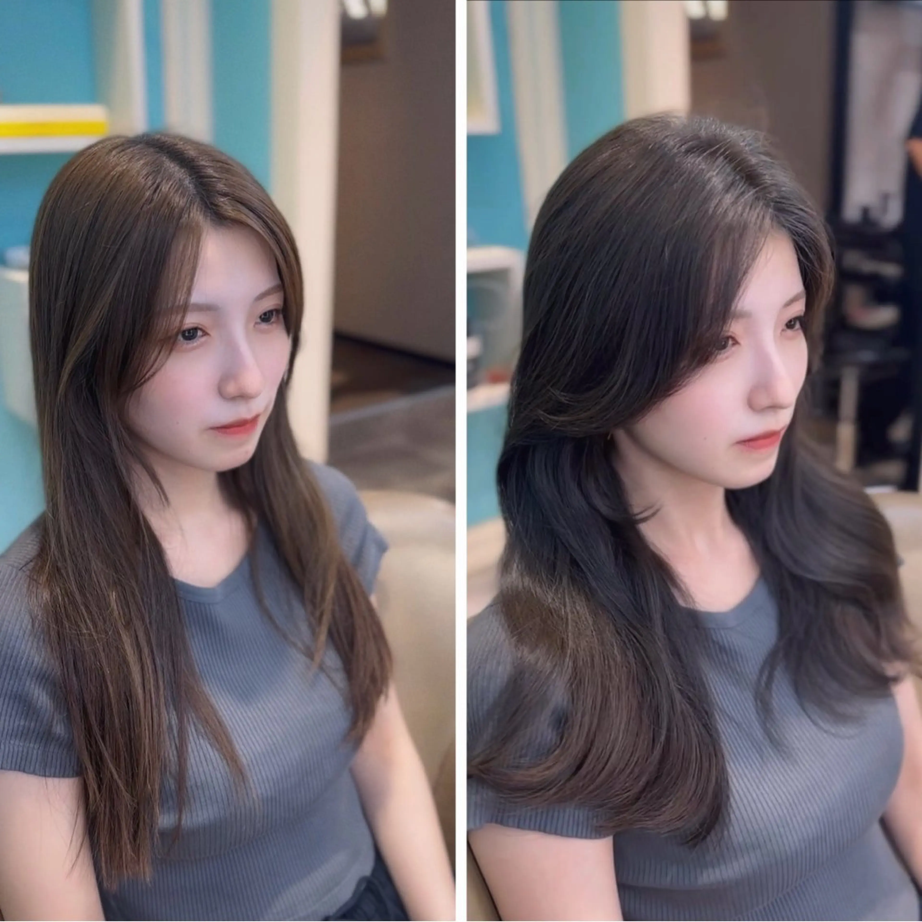 ロング 顔周りカット 韓国風ヘア レイヤーカット カット ヘアカラー トリートメント ヘアセット 銀座副店長/レイヤー /髪質改善/田島のヘアスタイル