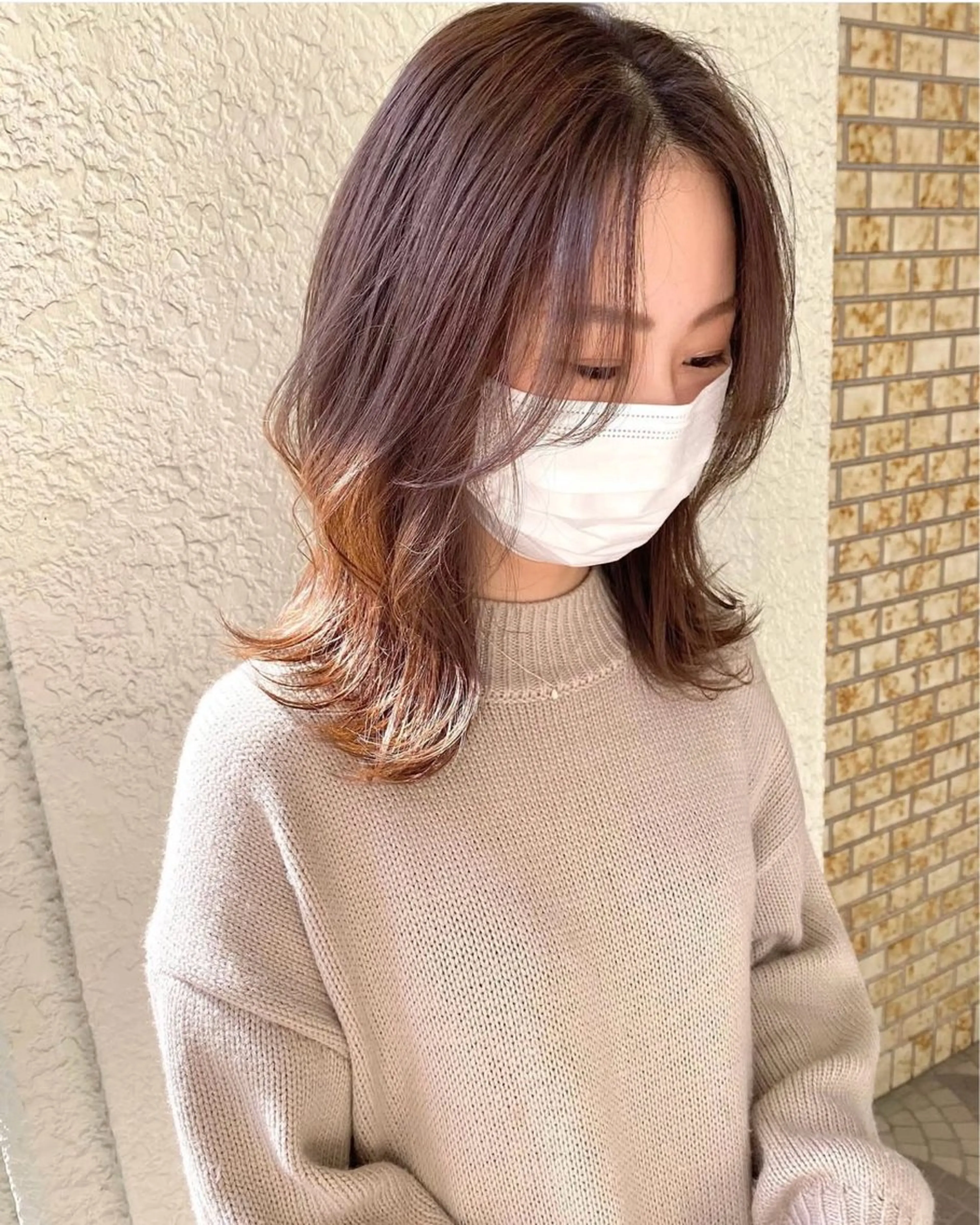 ミディアム くびれヘア レイヤーカット カット ヘアカラー トリートメント 🖤顔まわり 盛れヘア⟡アズサ🖤のヘアスタイル