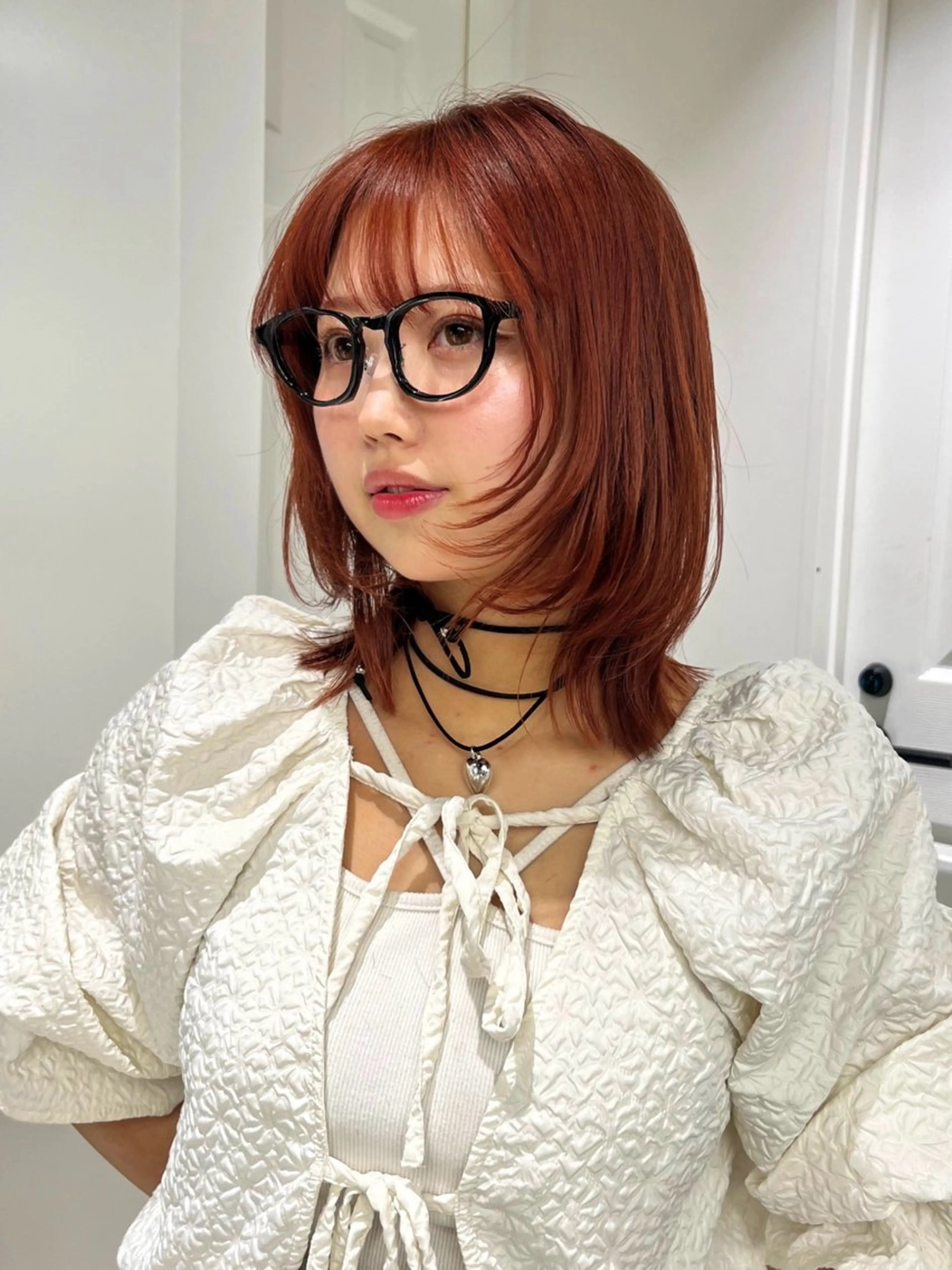 セミロング カラー ヘアアレンジ ブリーチ ブリーチなしカラー オレンジ ヘアカラー トリートメント mai🤍縮毛酸性ス トレート/アイリストのヘアスタイル