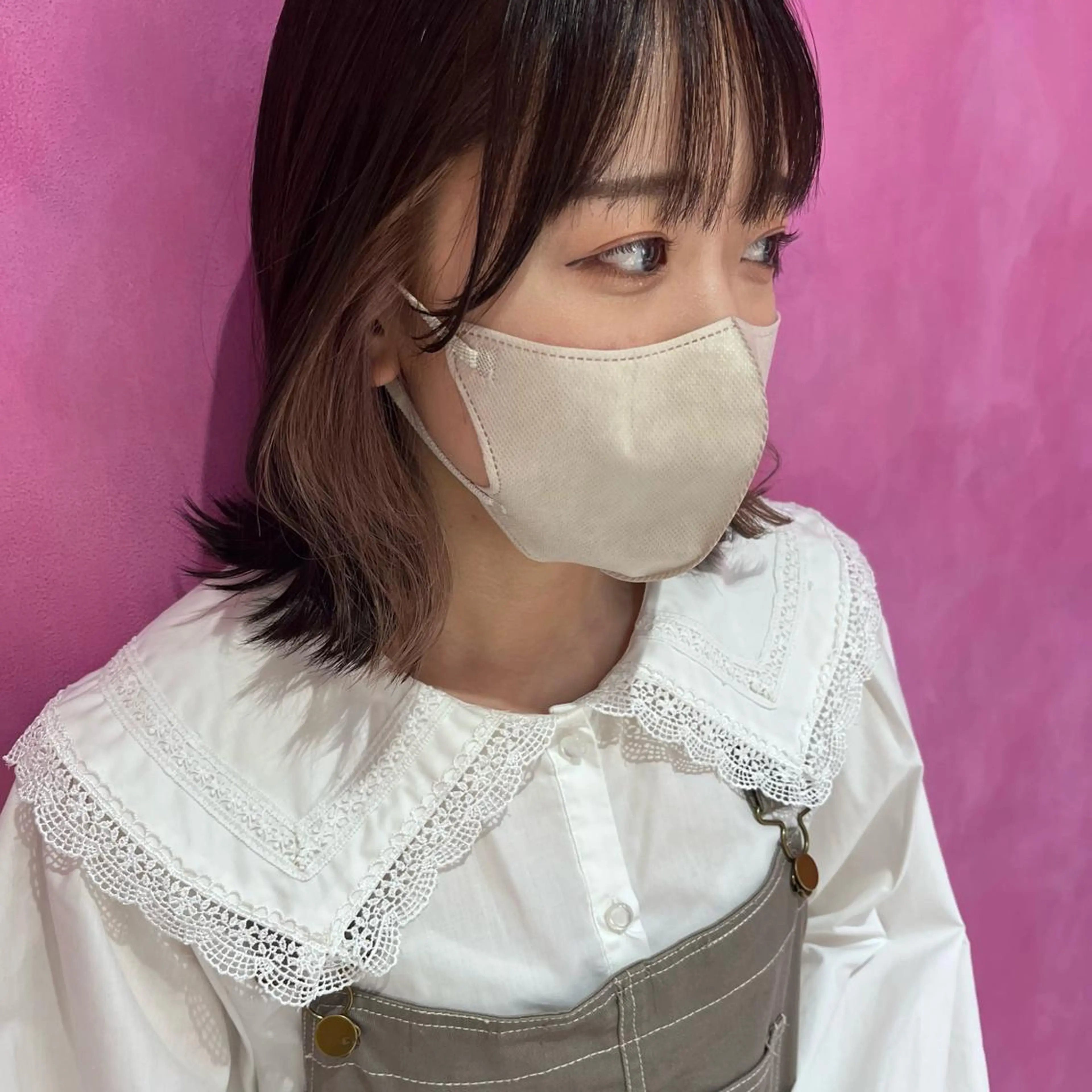 ミディアム カラー ベージュカラー ブリーチ ピンクカラー ピンクベージュ Aem.所属・あすか Aem.カラーリストのヘアスタイル