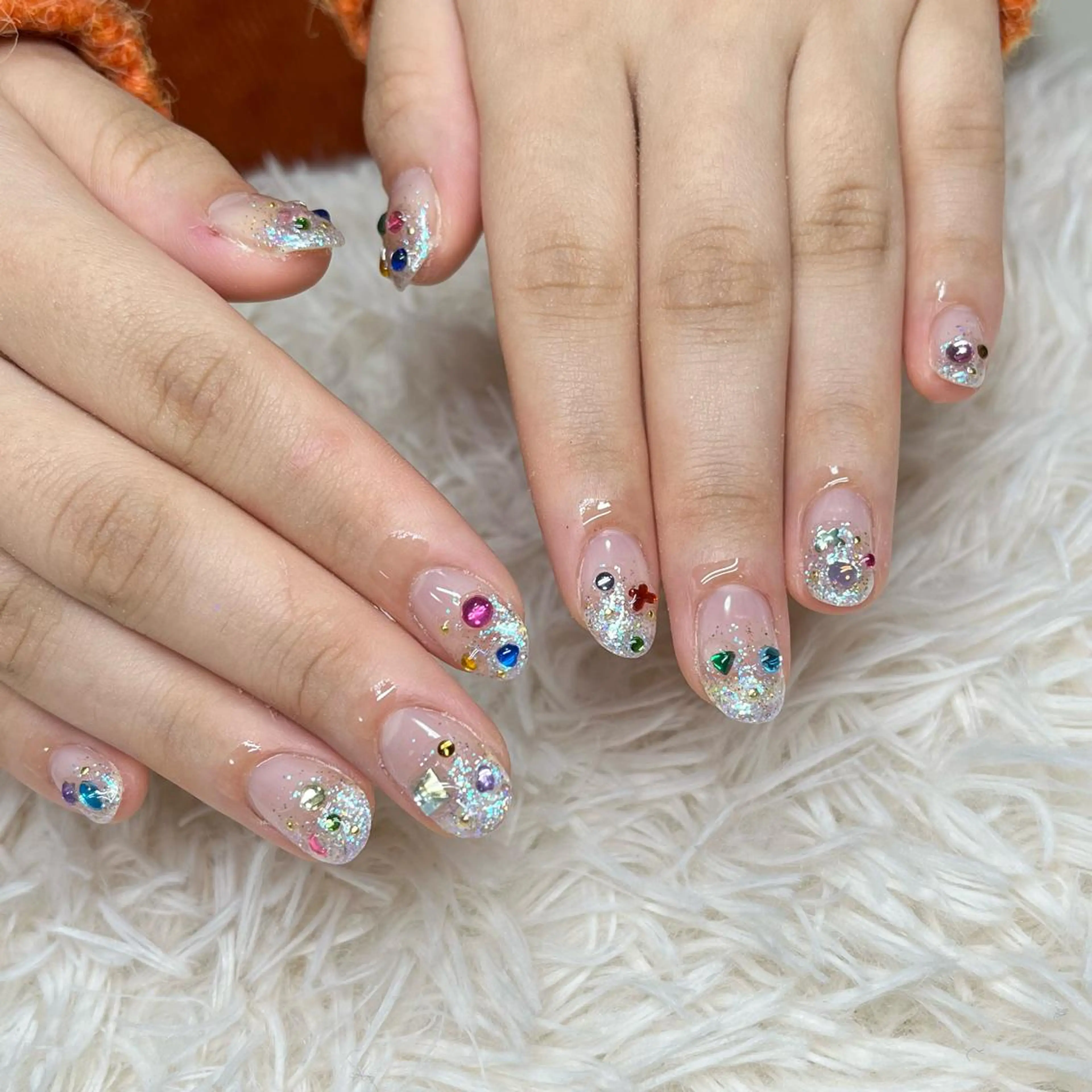 ネイル アートネイル クリアネイル フレンチネイル ジェルネイル ガラスフレンチ 🐕🦺Yappy 💗A-tanのネイルデザイン