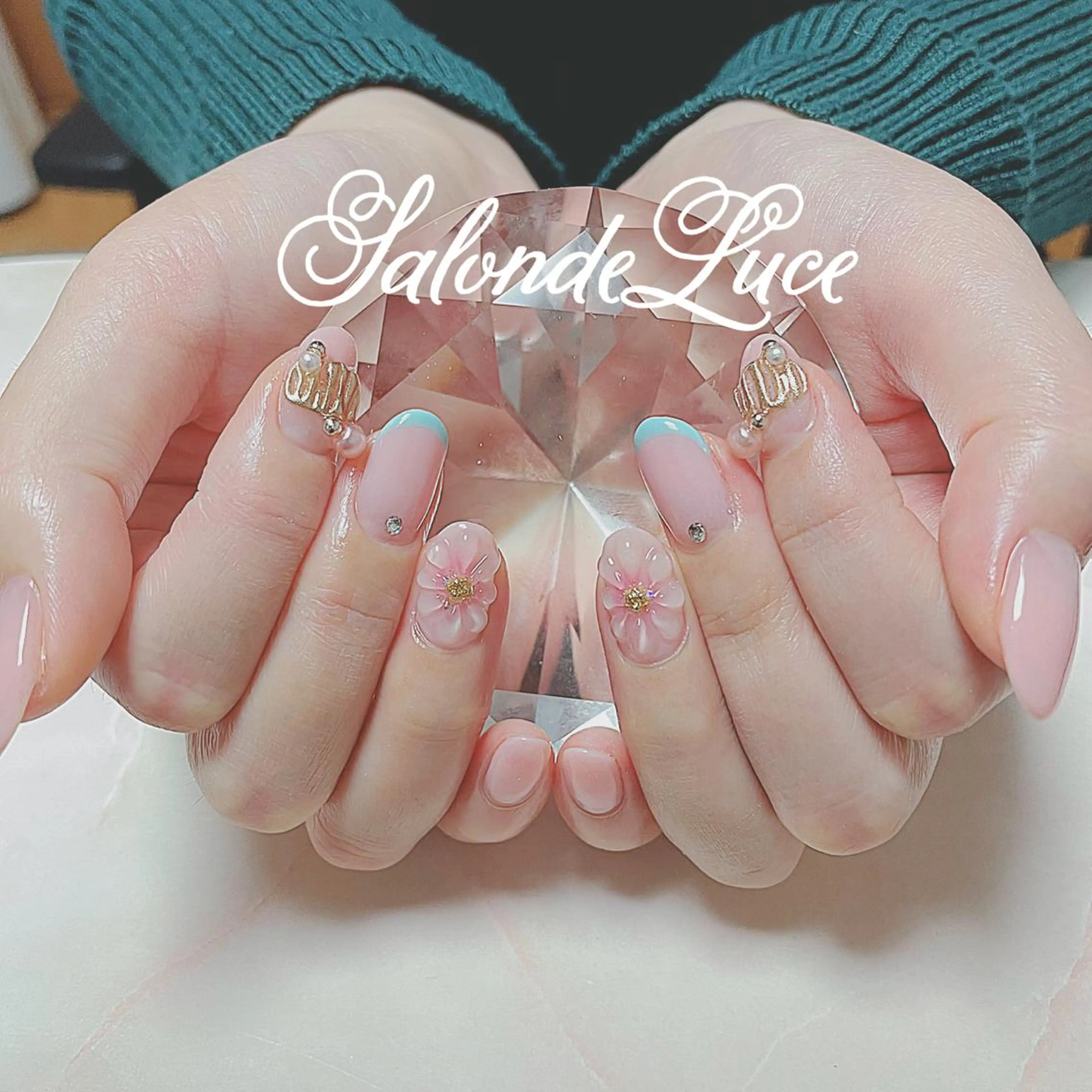ネイル フレンチネイル ミラーネイル 春ネイル Salon de Luceのネイルデザイン