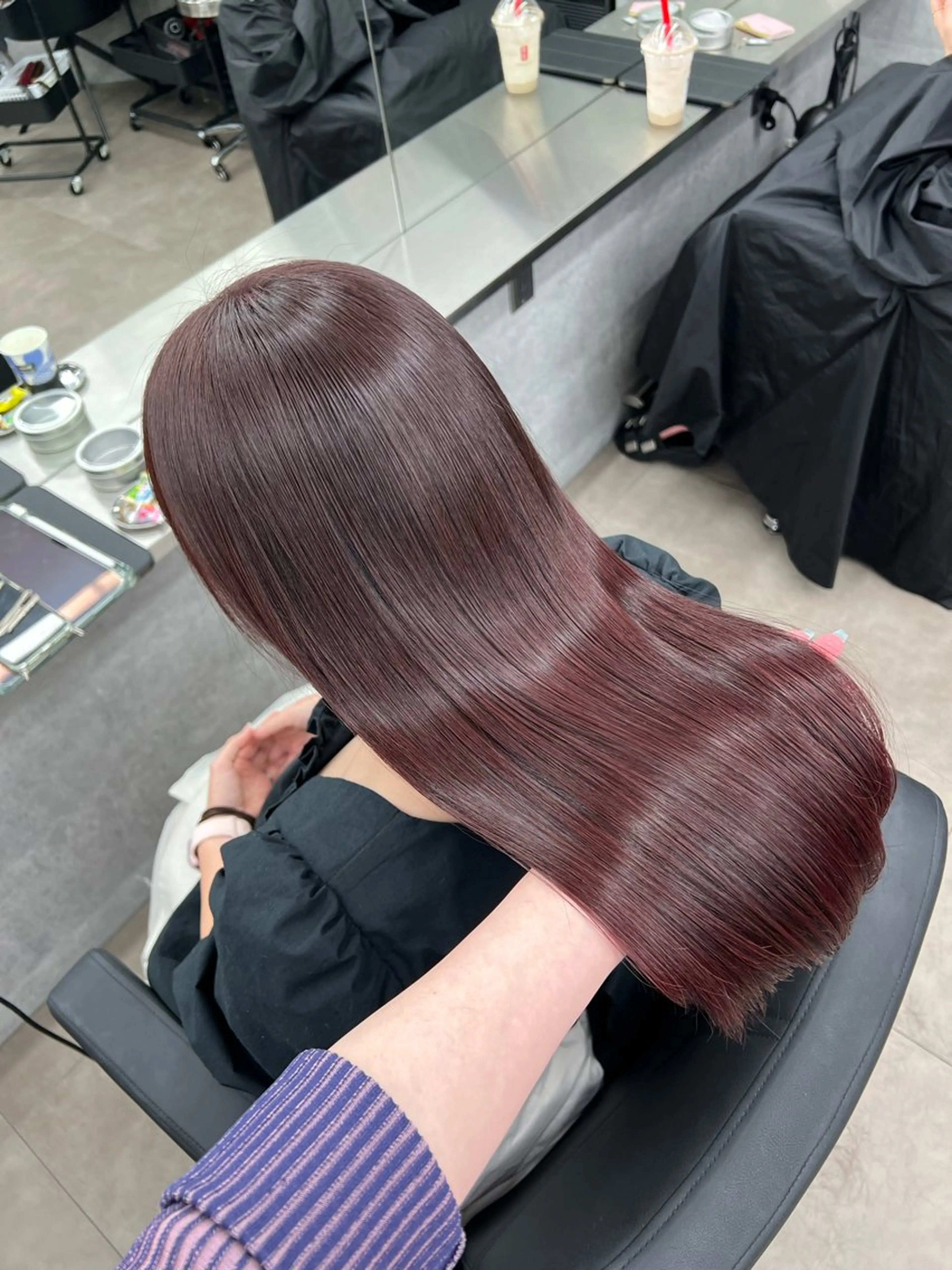 ロング カラー ブラウンカラー カシス ピンクカラー 髪質改善 トリートメント カット ヘアカラー トリートメント 🩶髪質改善/新宿 /saaya🩶のヘアスタイル