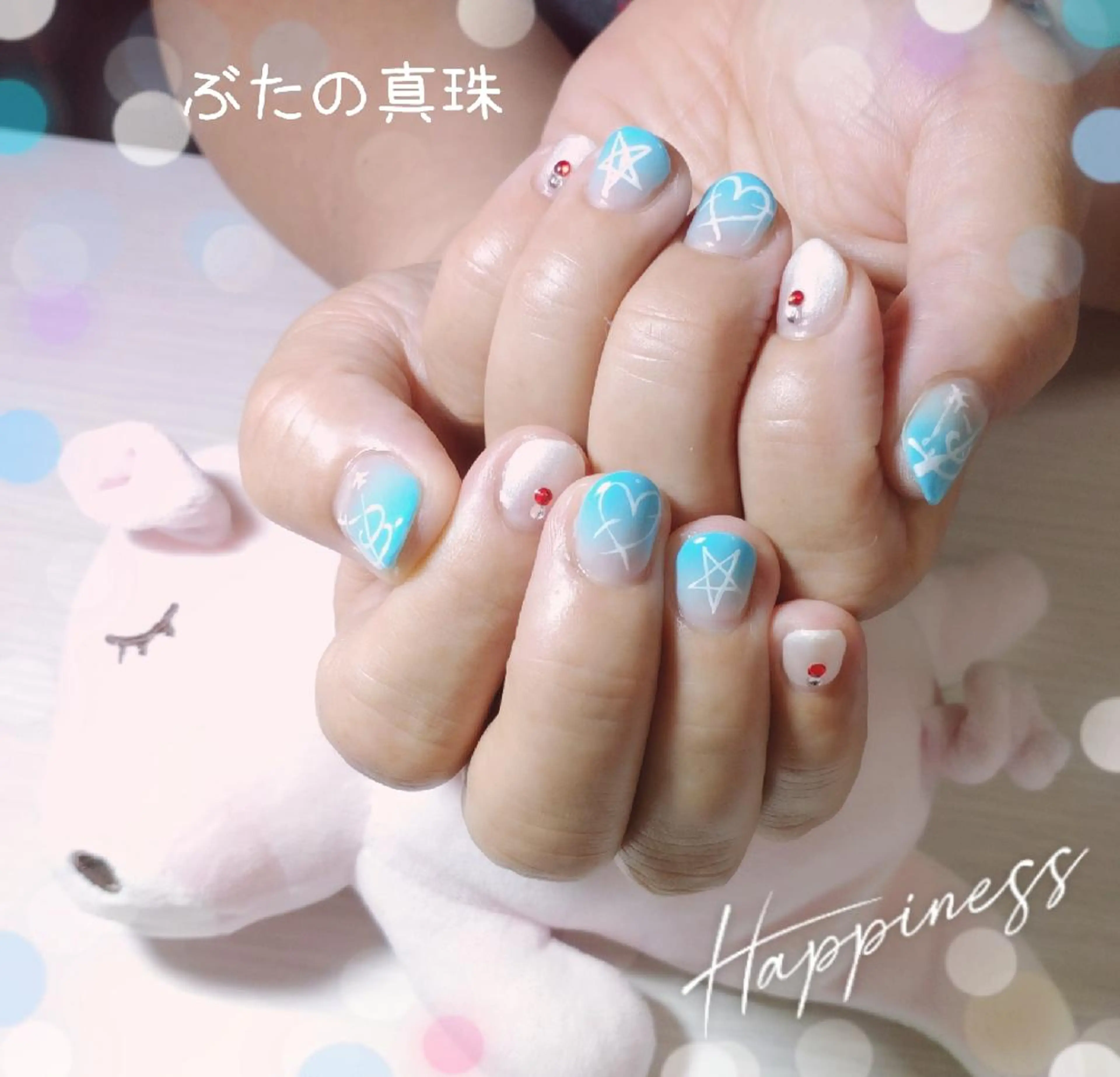 ネイル ブルー ハンドネイル 林 珠里のネイルデザイン