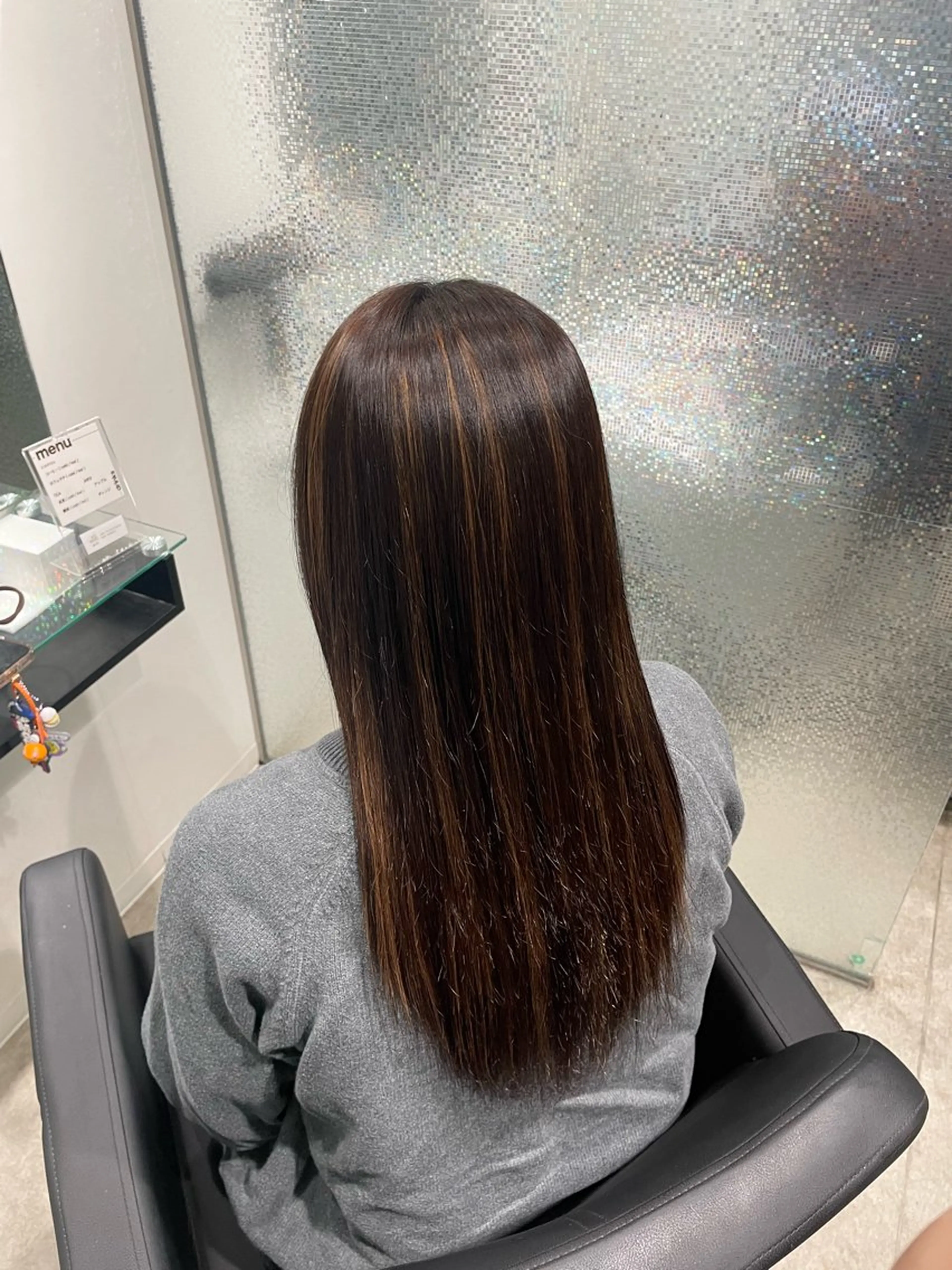 ロング パーマ ハイライト 縮毛矯正 縮毛矯正 トリートメント 艶髪ブリーチカラー /府中/Mizukiのヘアスタイル