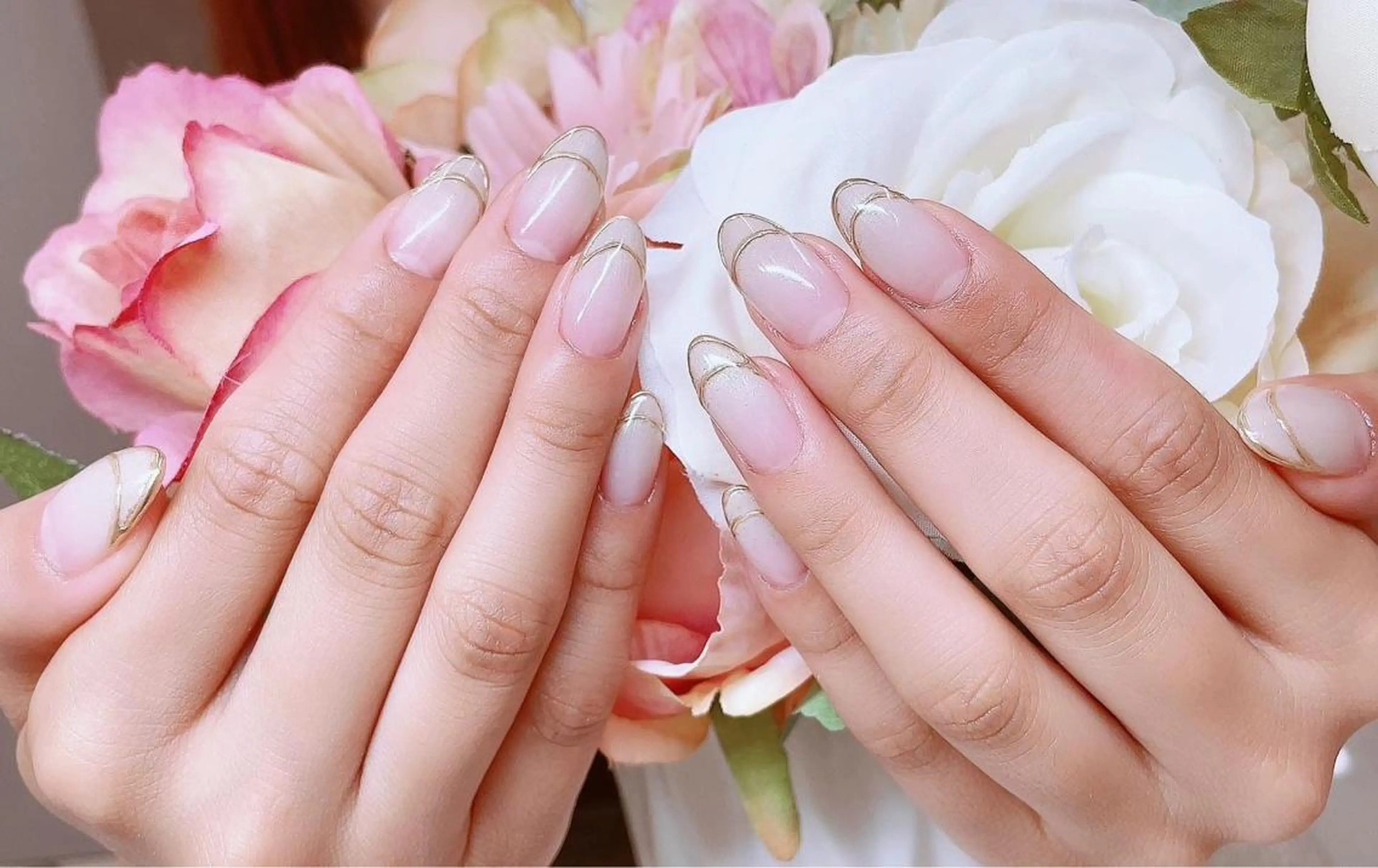 ネイル フレンチネイル ジェルネイル グラデーション ハードジェル ロングネイル Lilas Nailのネイルデザイン