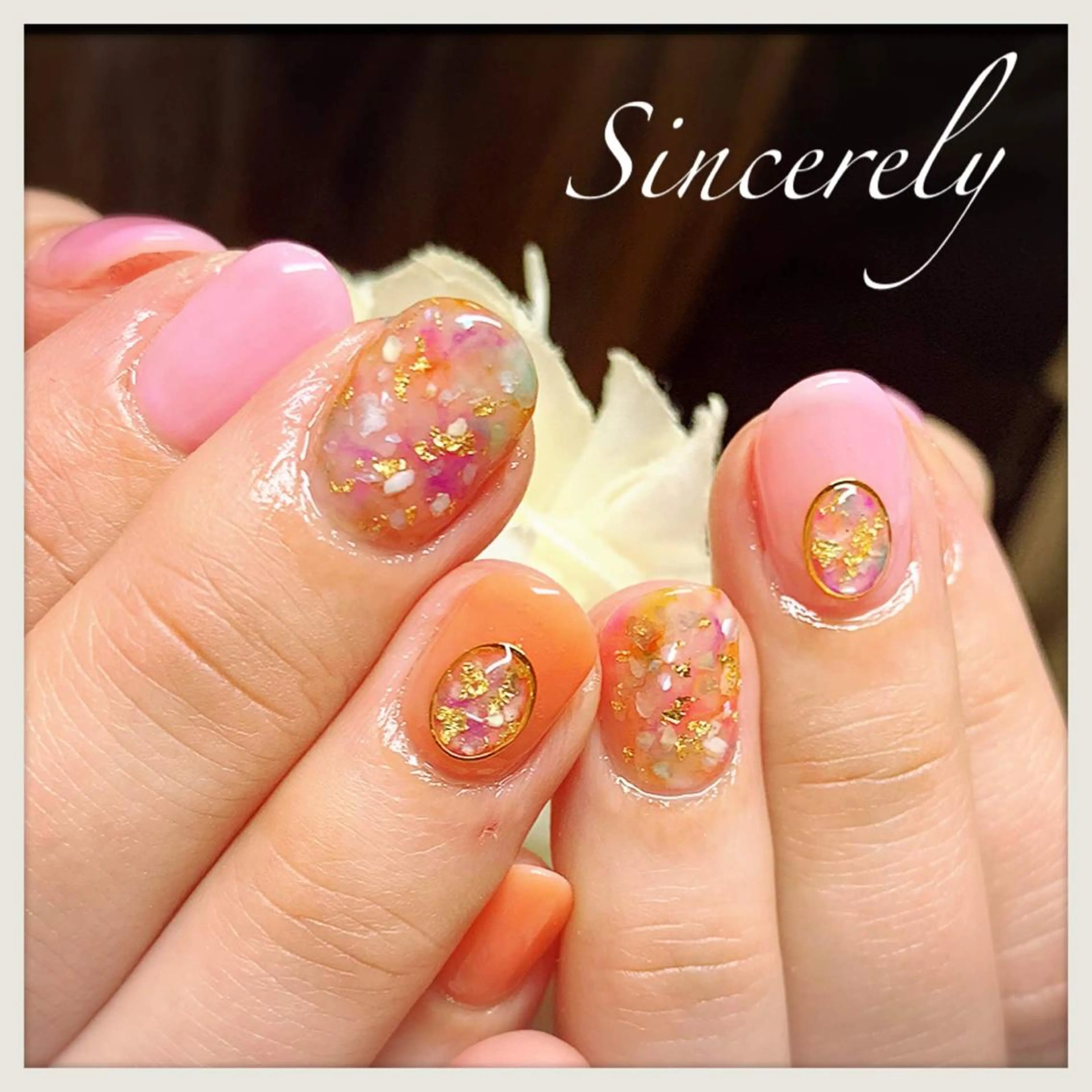 ネイル アートネイル クリアネイル ゴールド Sincerely ☺︎のネイルデザイン