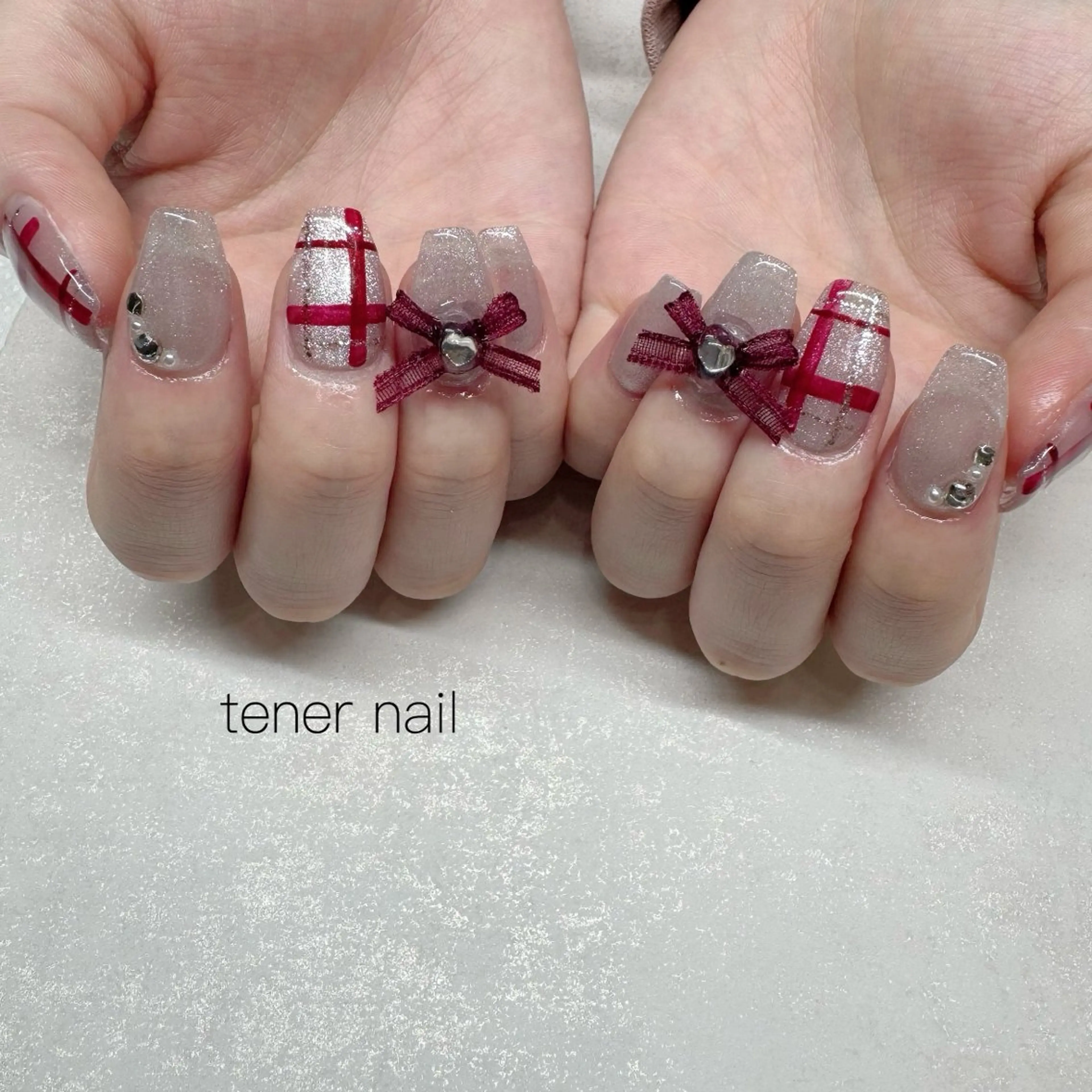 ネイル リボン ハンドネイル テネルネイル tener nailのネイルデザイン
