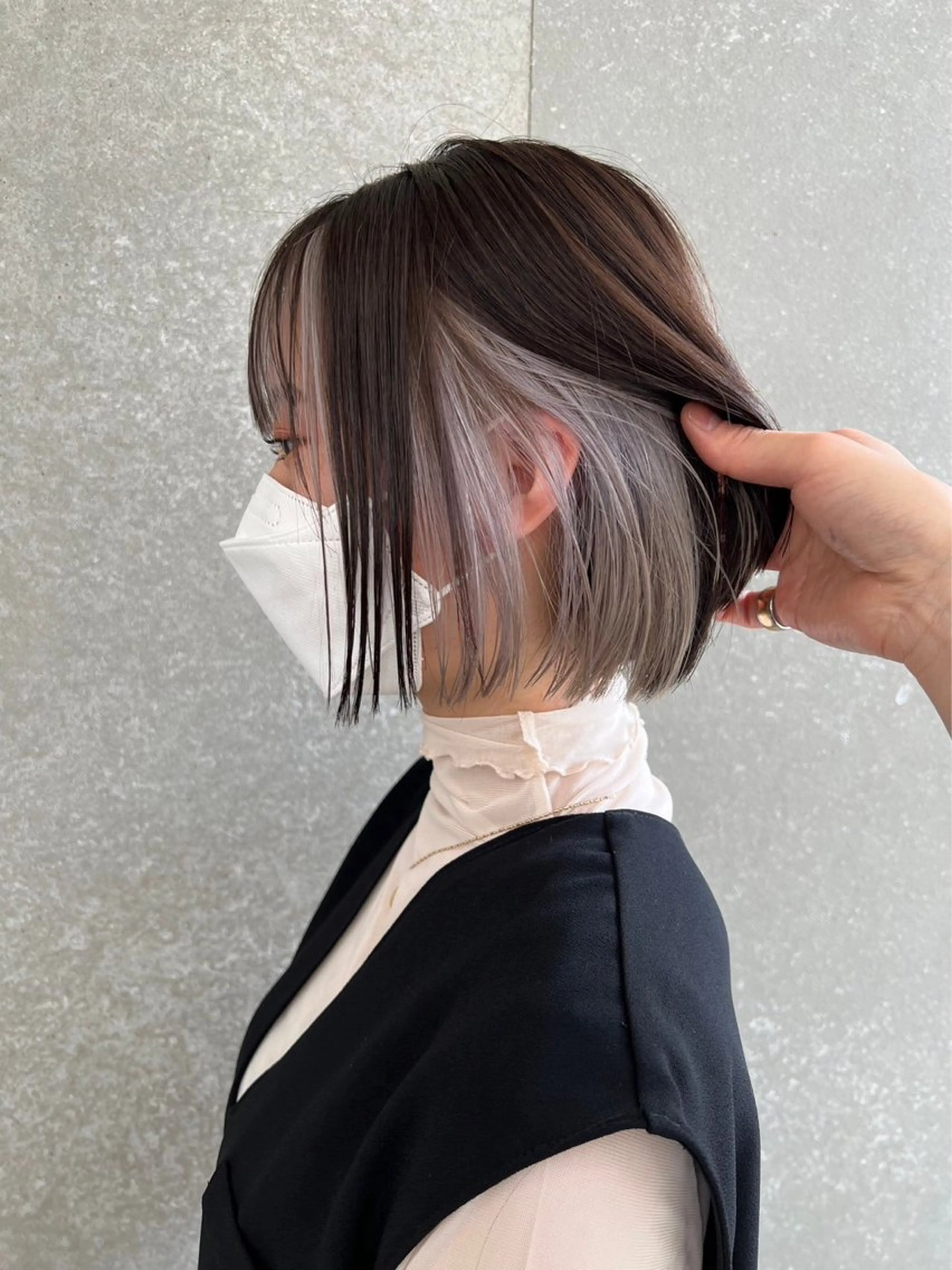 ミディアム カラー ハイトーンカラー ボブ ボブインナー カット ヘアカラー トリートメント ブリーチ特化 梅田本多翔のヘアスタイル