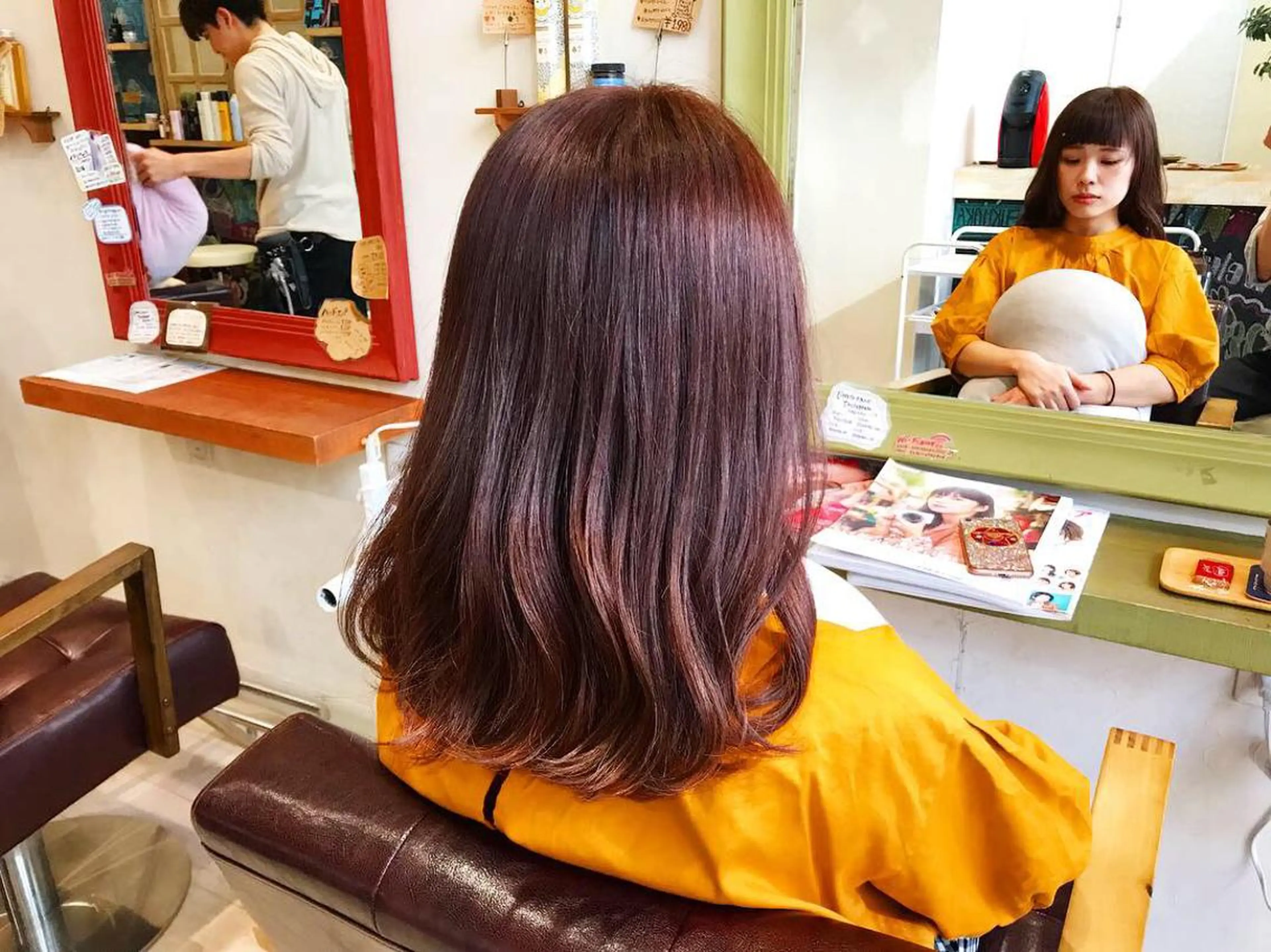 ミディアム カラー ブラウンカラー ピンクカラー ピンクブラウン メンズ指名多数!! SiLO 田島のヘアスタイル