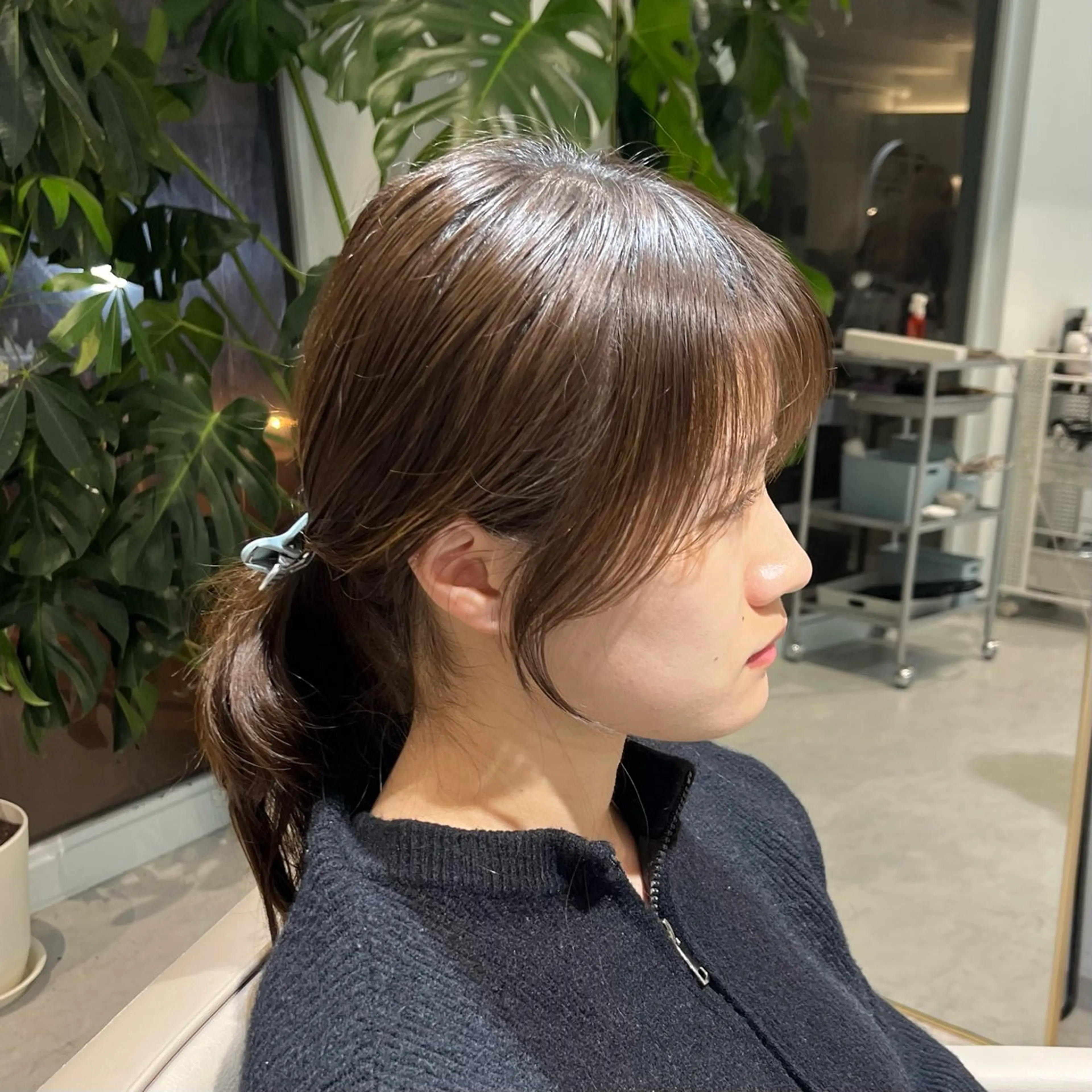 ミディアム 顔周りカット 顔周りカット／透明感 カラー／Kurumeのヘアスタイル