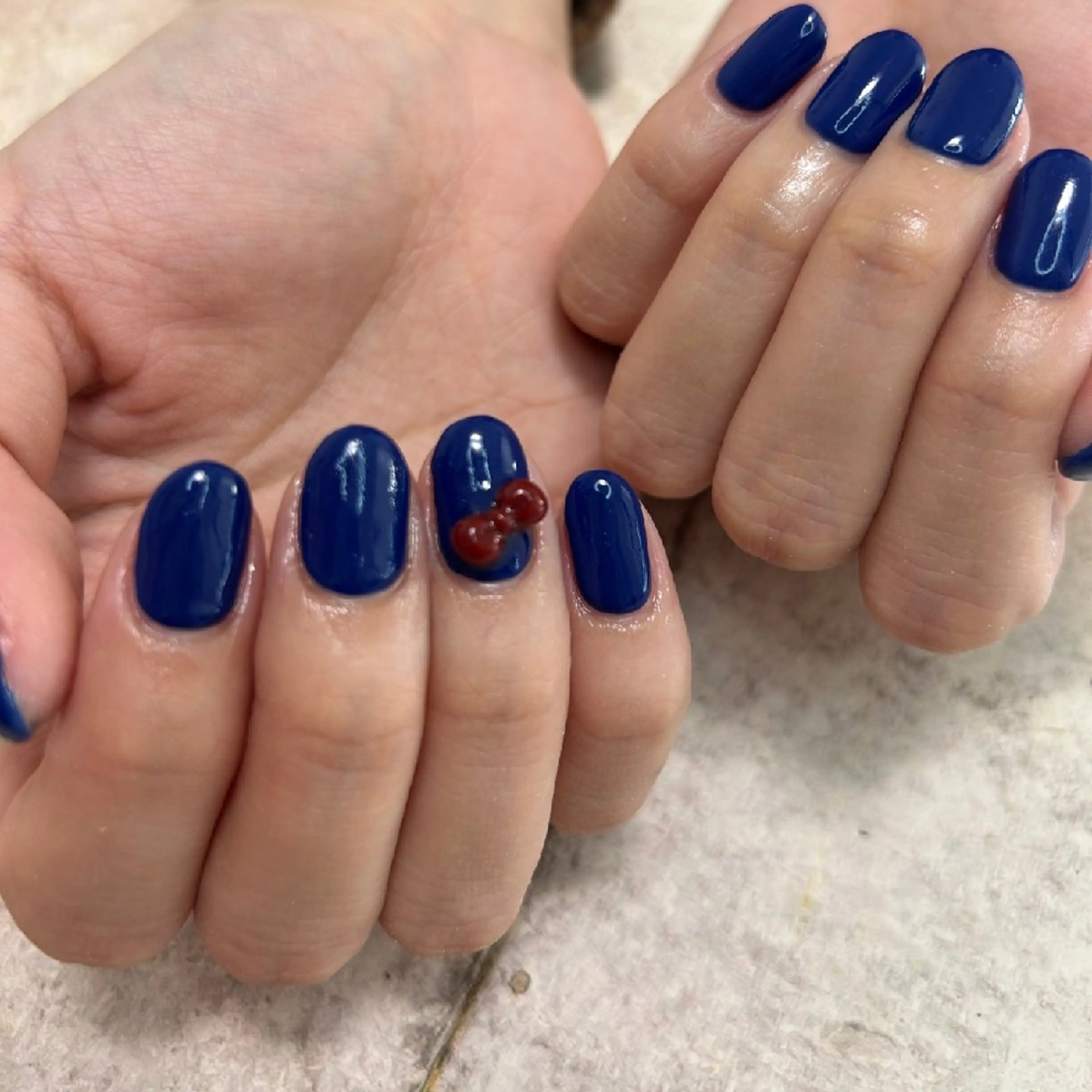 ネイル ブルー リボン ハンドネイル I'S nail 佐野のネイルデザイン