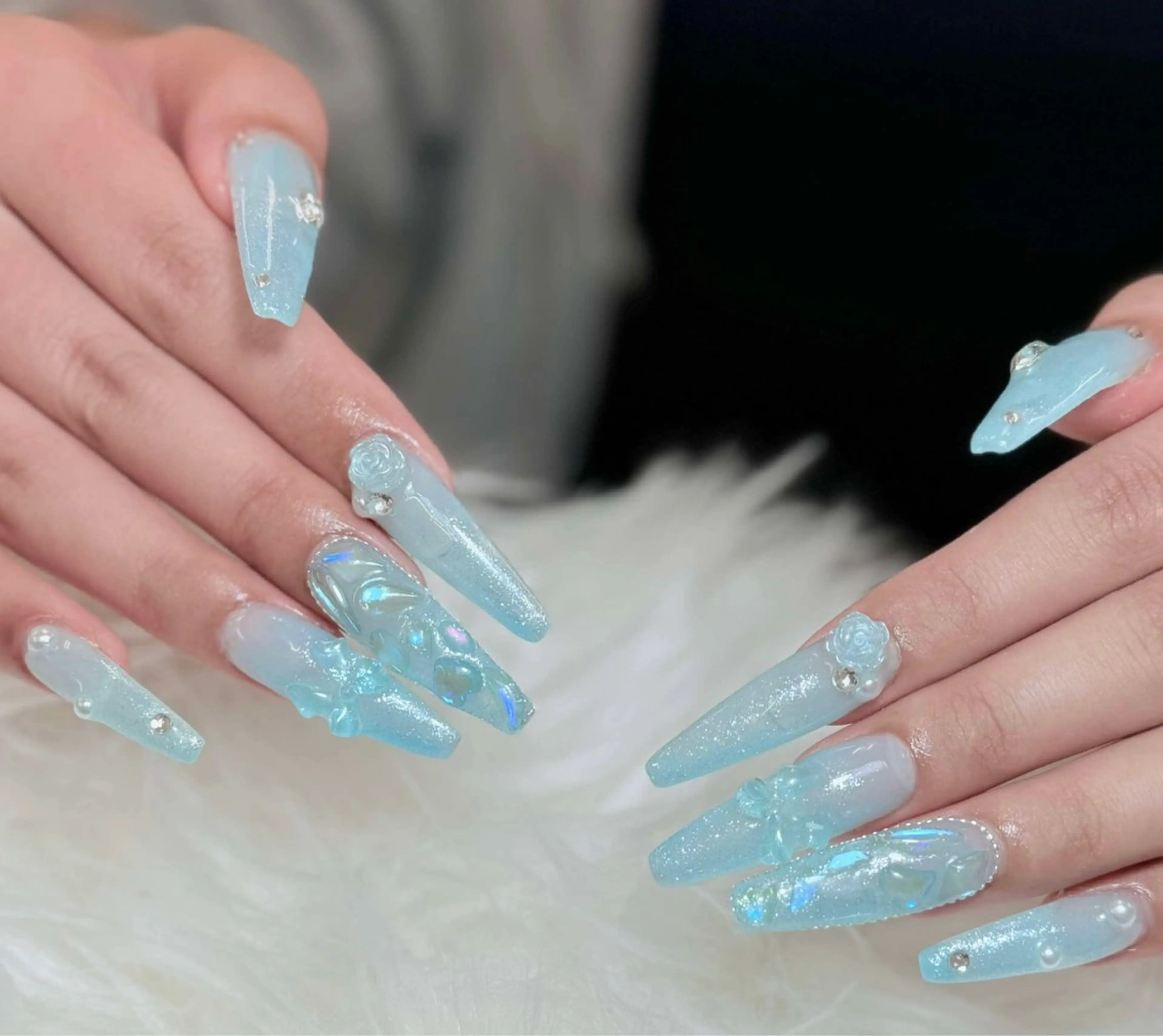 ネイル チークネイル 長さ出し フットネイル マグネットネイル 持ち込み ハンドネイル ANH NAIL ゴテゴテ専門店💎のネイルデザイン