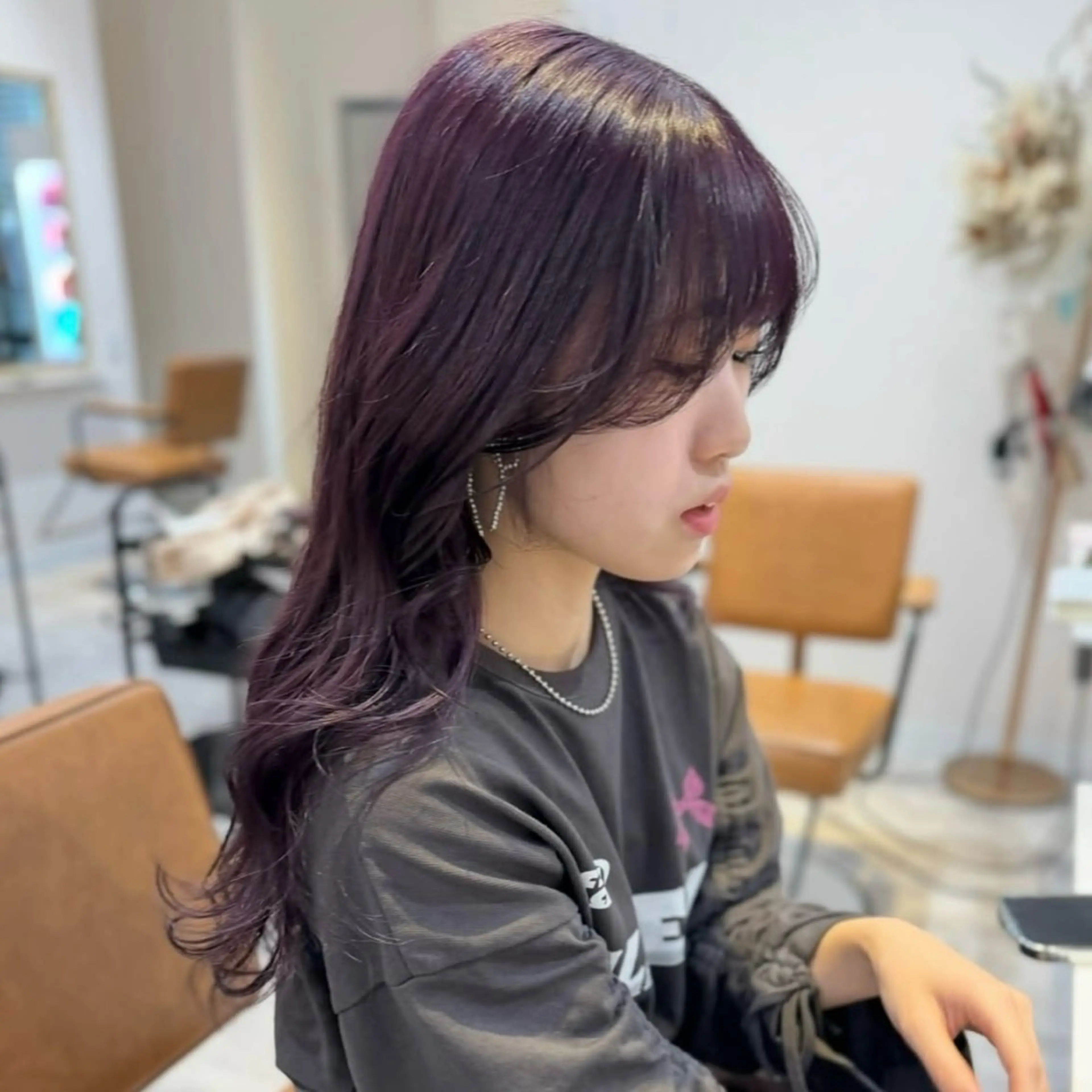 ロング カラー ディープラベンダー グレージュ ラベンダーカラー ヘアカラー トリートメント ruki/梅田【ラベ ンダー・グレージュ】のヘアスタイル
