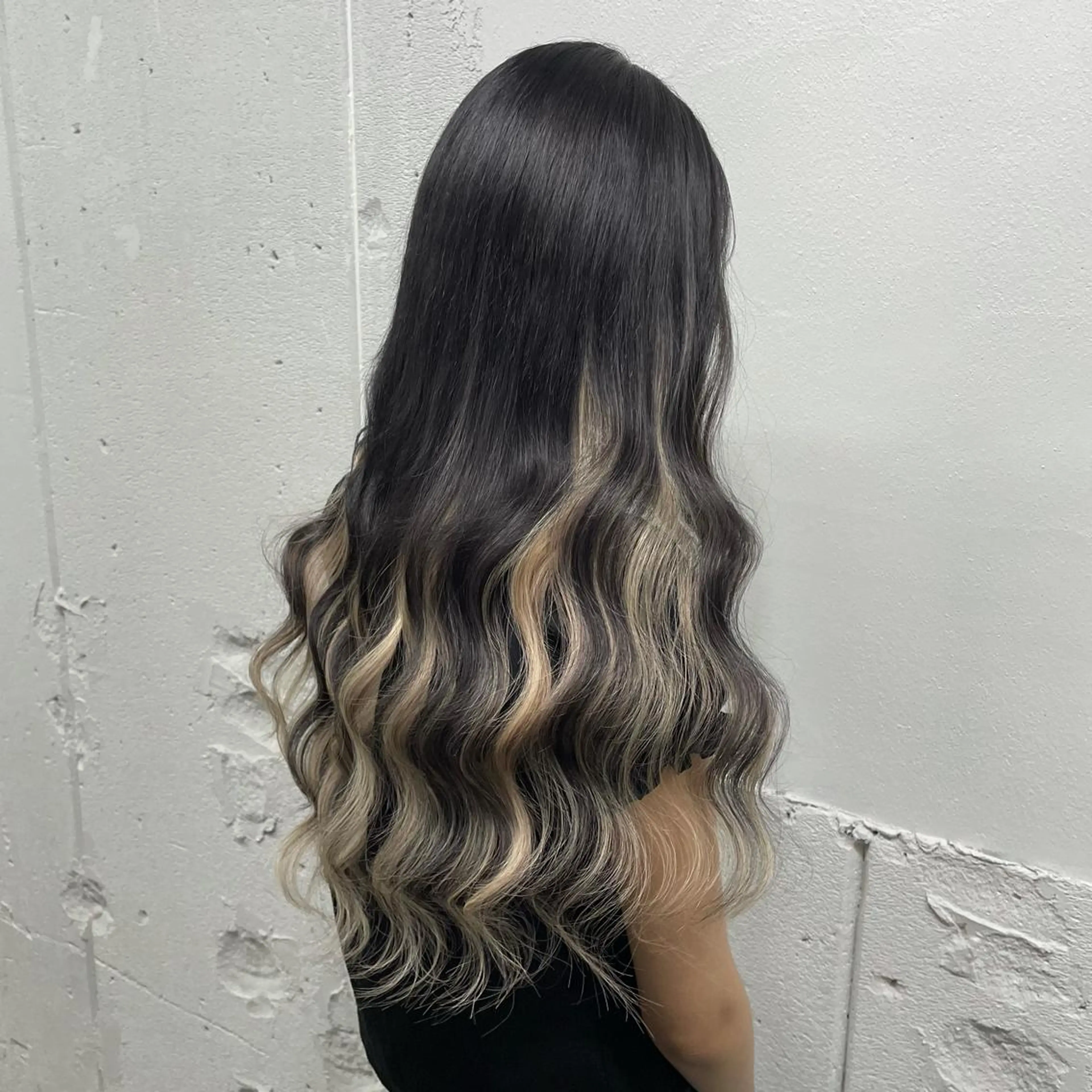 ロング カラー シールエクステ バレイヤージュ ミストバング ダブルカラー  フェイスフレーミング ヘアカラー エクステ 🧡艶髪ちゅるん髪 🫧🧡YUKI❄️のヘアスタイル