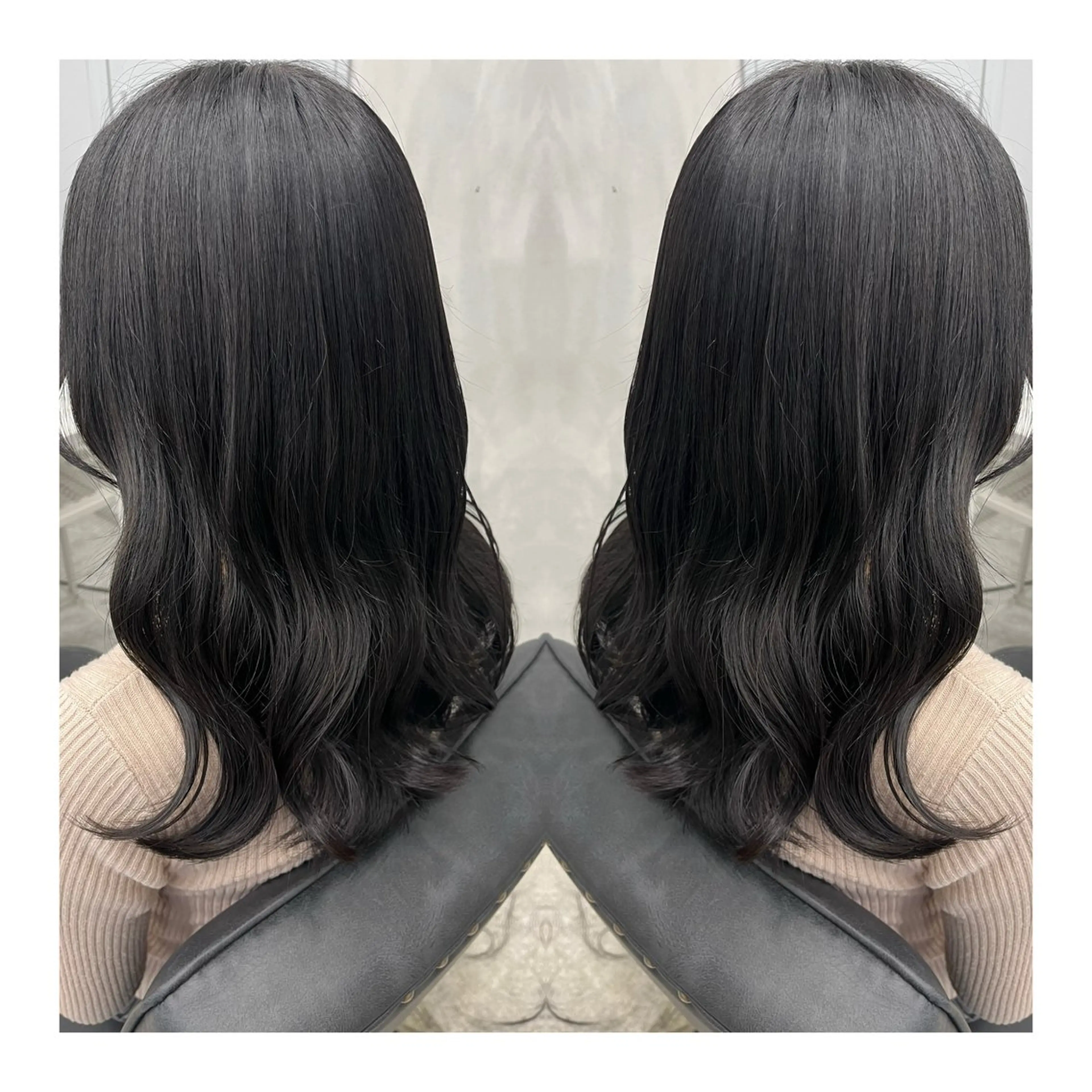 セミロング カット ヘアカラー トリートメント 🩶韓国艶髪🇰🇷 下本夕綺のヘアスタイル