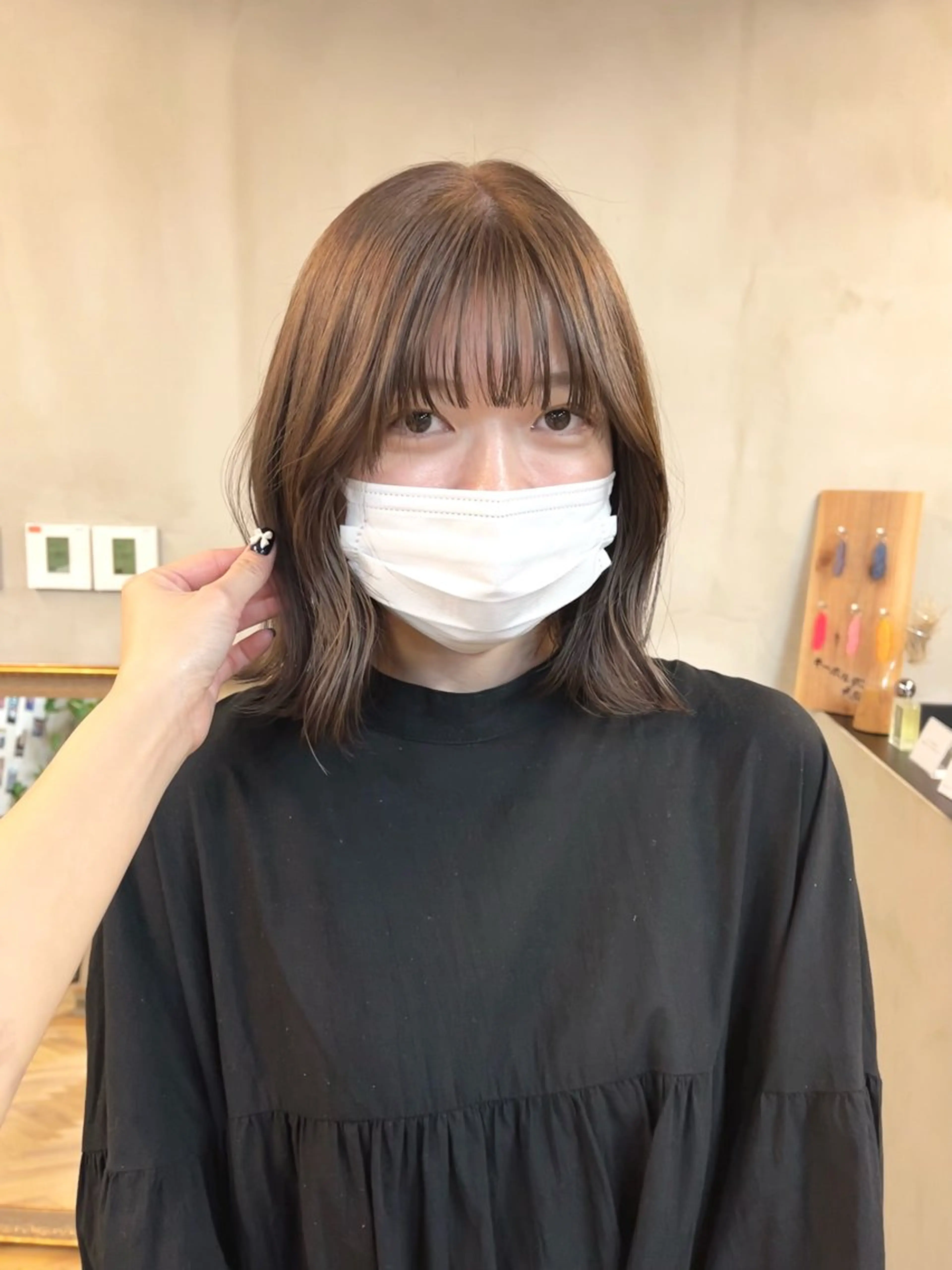 ミディアム カラー ヘアアレンジ ブリーチ ブラウンカラー ダブルカラー ブリーチなしカラー ena/ブリーチなし 透明感・レイヤー🎀のヘアスタイル