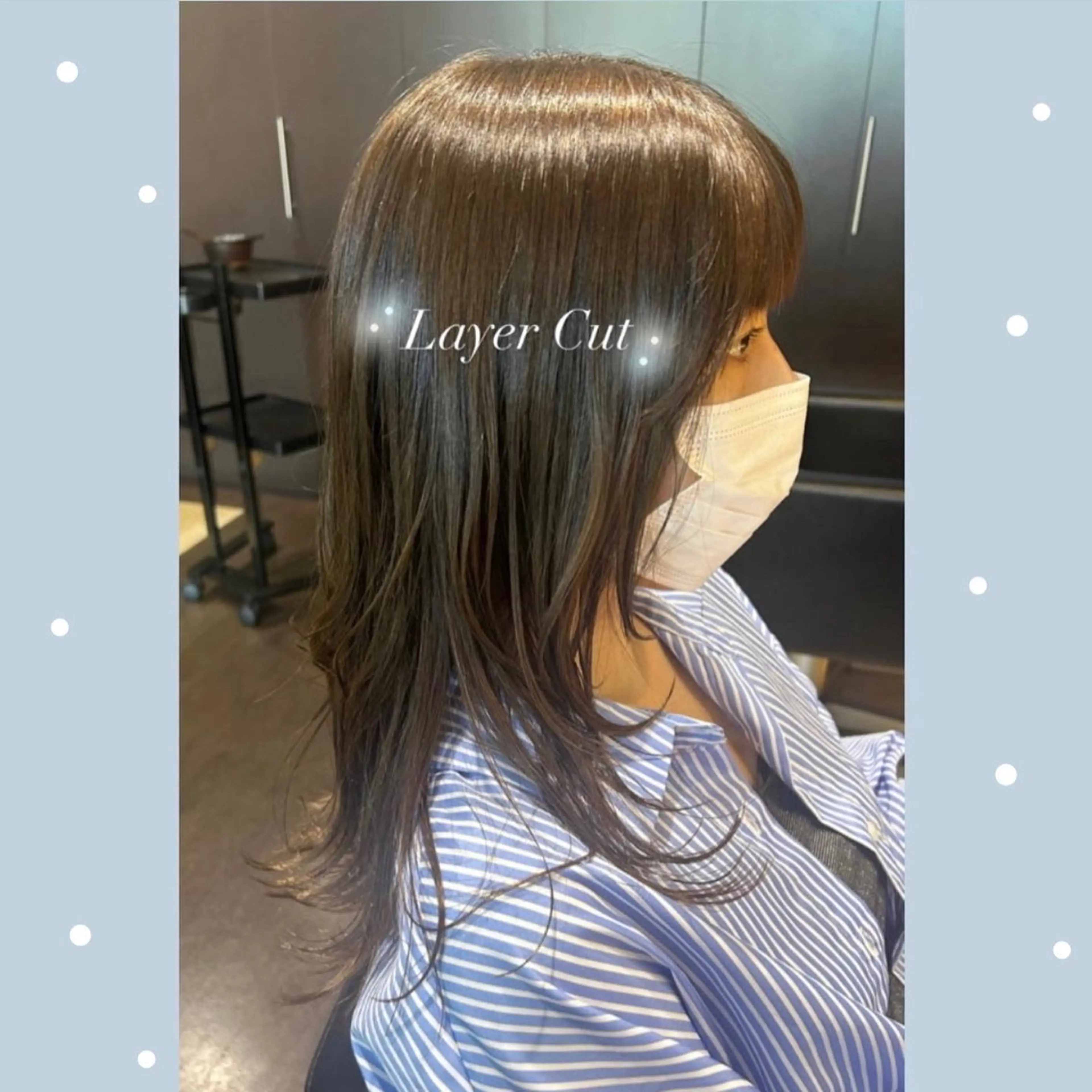ロング アッシュ アッシュグレー アッシュグレージュ 顔まわりレイヤー 顔周りカット ⭐️似合わせアップ ⭐️並木奏絵のヘアスタイル