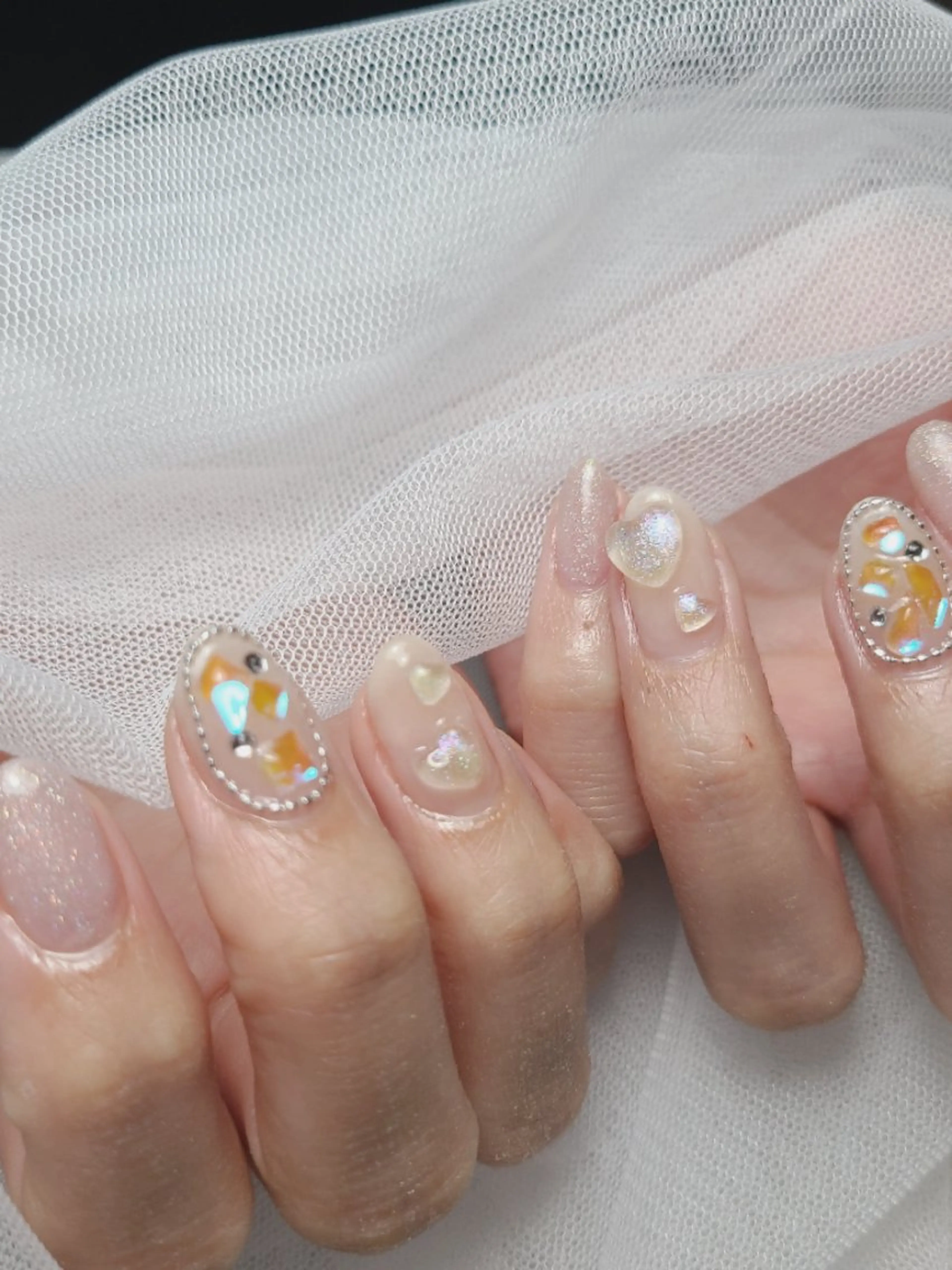 ネイル ジェルネイル 氷ネイル・うるうるネイル キラキラネイル 韓国ネイル ラメ(グリッター) Nailroom3  古屋明美のネイルデザイン