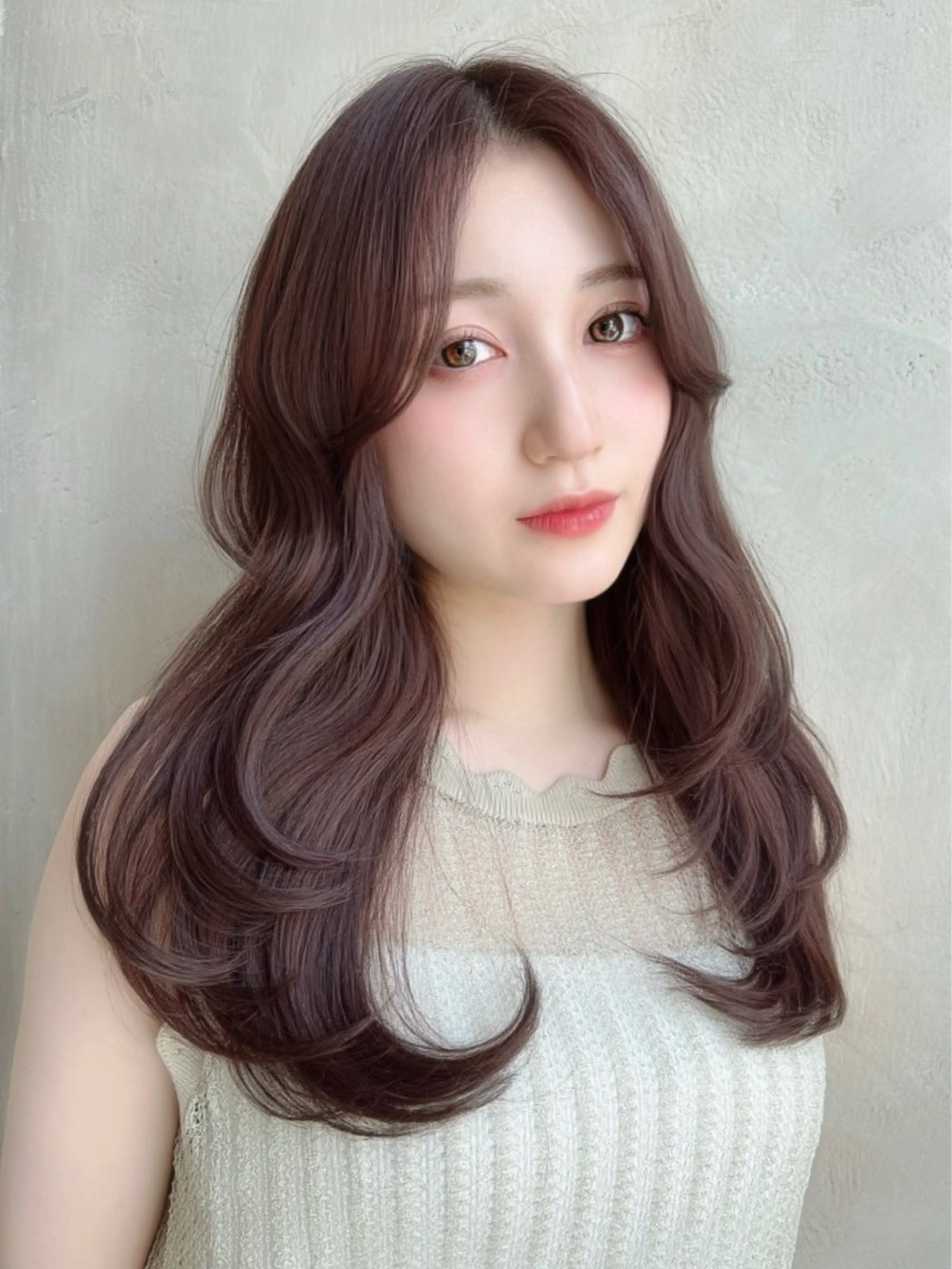 セミロング カラー パーマ カット ヘアカラー トリートメント 新宿✨顔周りカット 韓国ヘア/坂本亜裟海のヘアスタイル