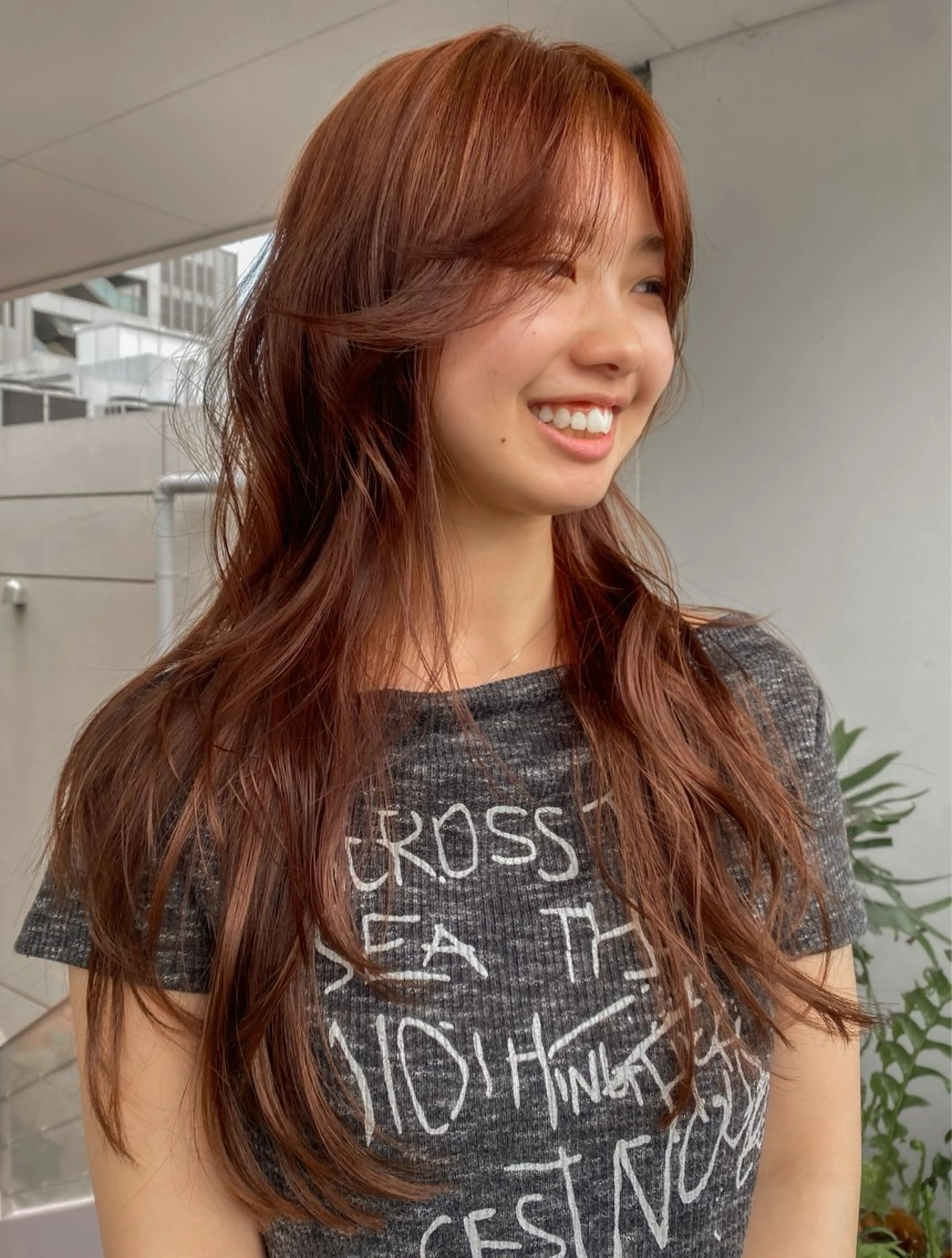 ロング カラー ヘアアレンジ ブリーチ ブリーチなしカラー レイヤーカット 🎀韓国レイヤー 🎀白石菜々のヘアスタイル