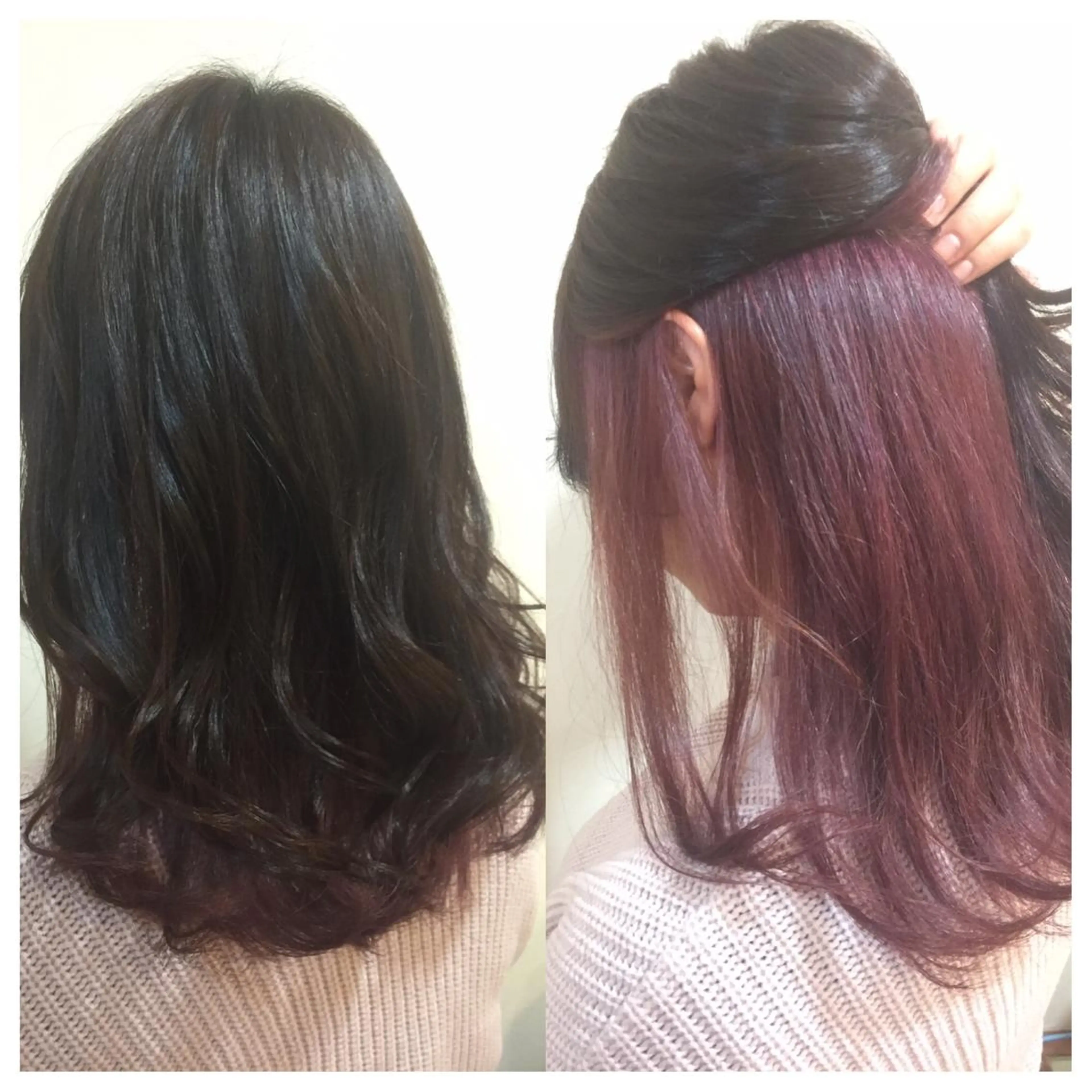 ミディアム カラー インナーカラー ラベンダーカラー ピンクカラー ピンクラベンダー ヘアカラー 髪質改善/痛ませ ないカラー/西村航大のヘアスタイル