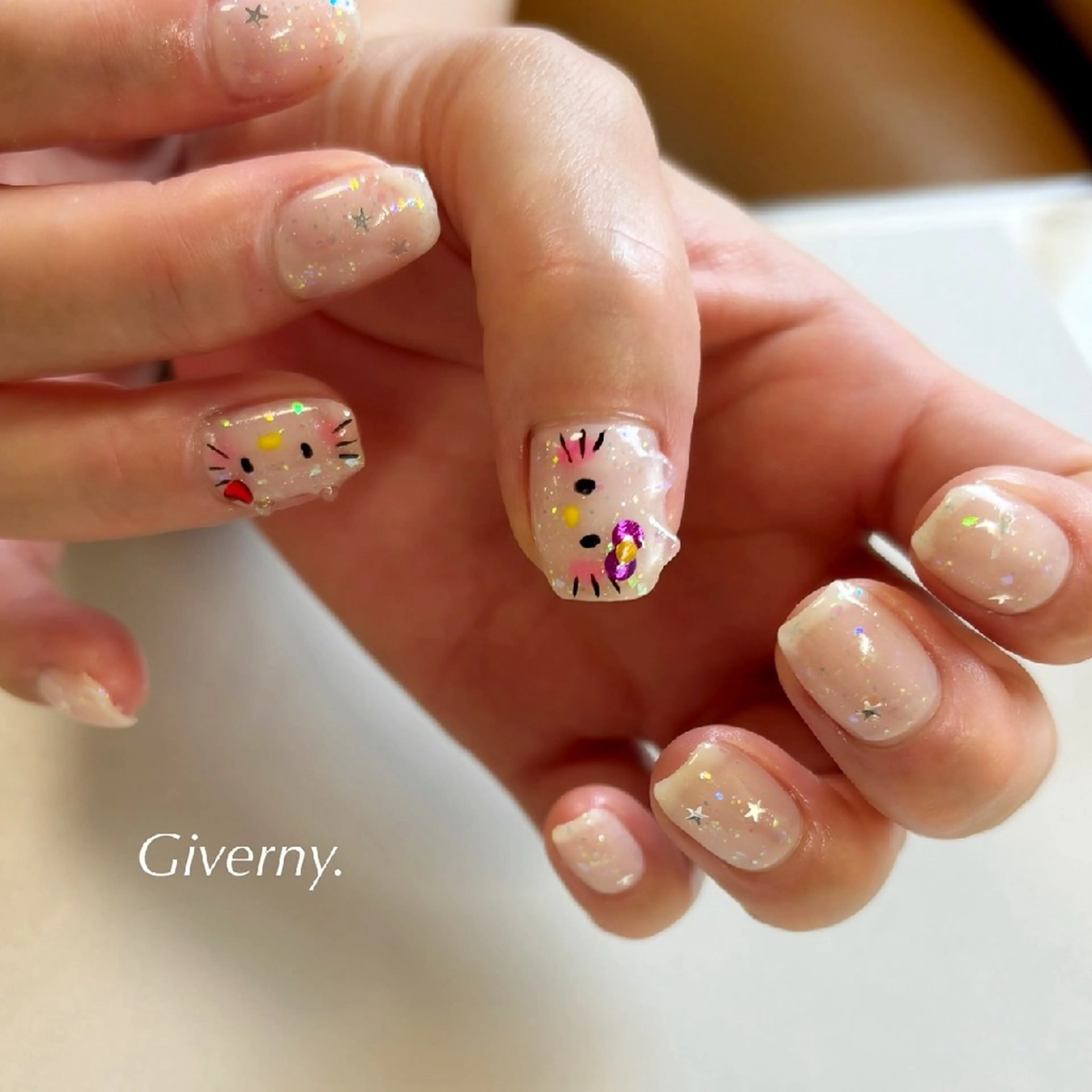 ネイル クリアネイル 韓国ネイル 夏ネイル ハンドネイル Giverny .のネイルデザイン