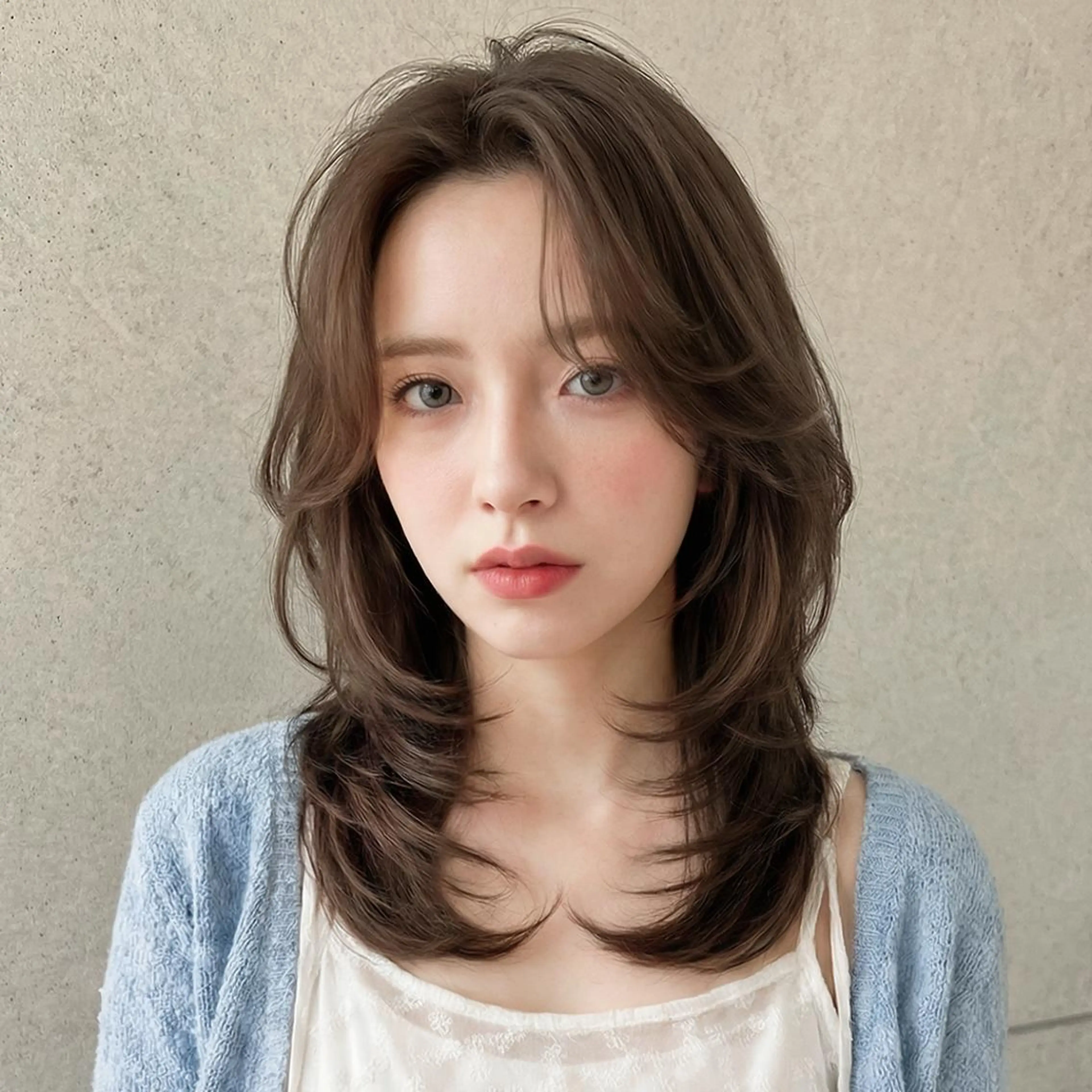 セミロング レイヤーカット／韓国 🤎きのした いちかのヘアスタイル
