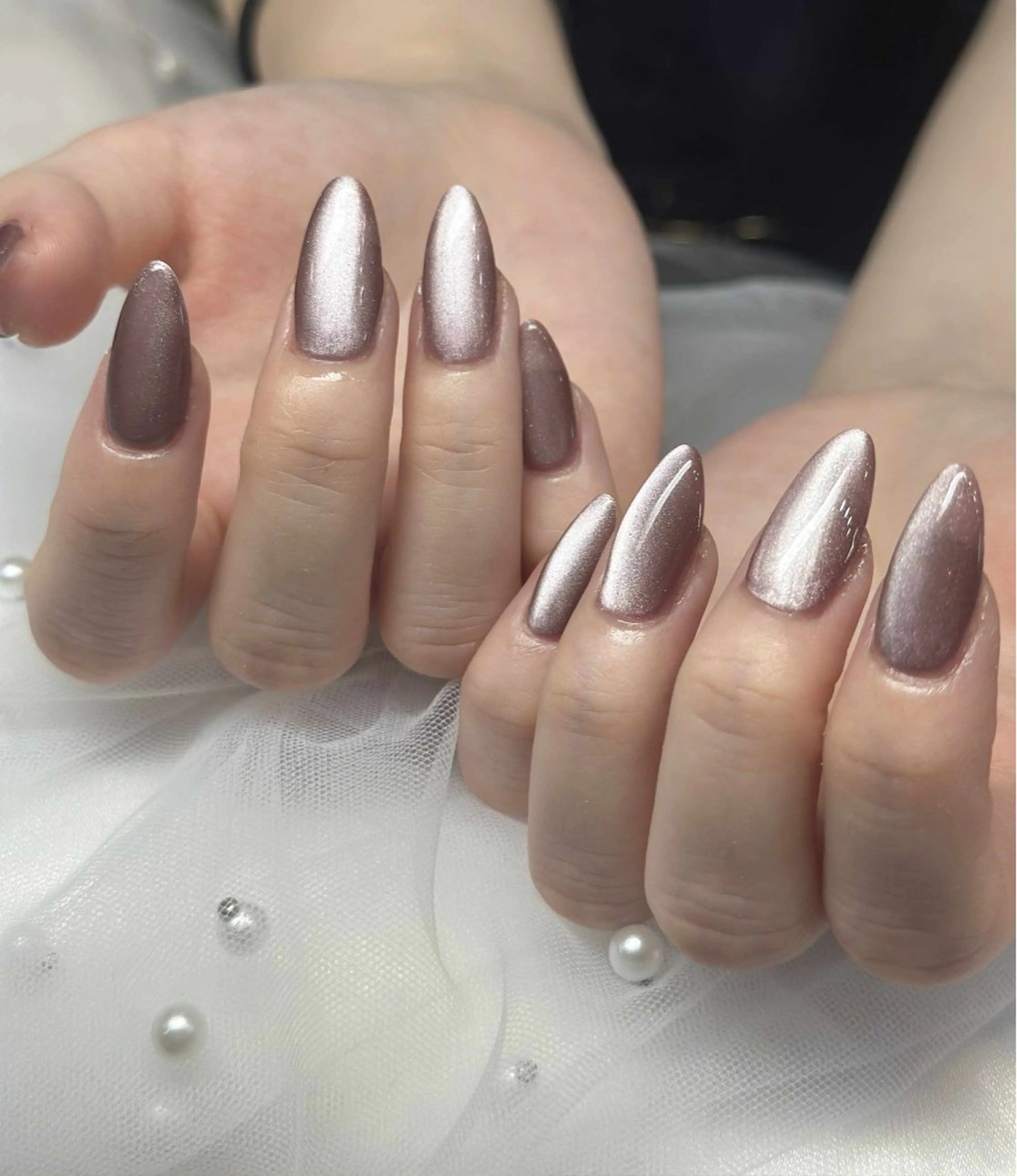 ネイル オーロラネイル 長さ出し フットネイル フレンチネイル ジェルネイル ハンドネイル sora ❄️のネイルデザイン