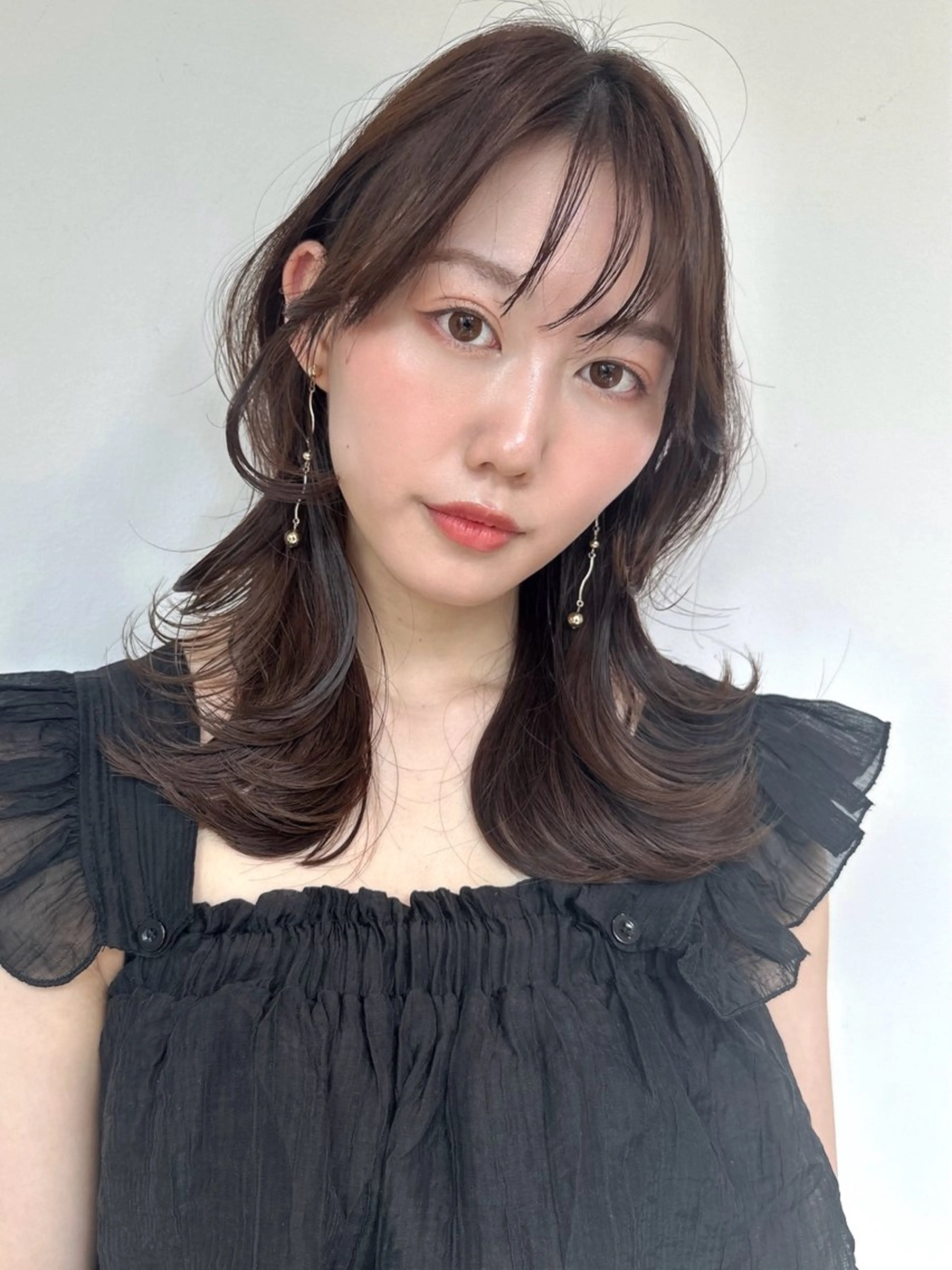 セミロング カラー 透明感カラー 顔周りカット レイヤーカット トリートメント カット ヘアカラー トリートメント 🩰ナチュラル可愛い kamicare🩰のヘアスタイル