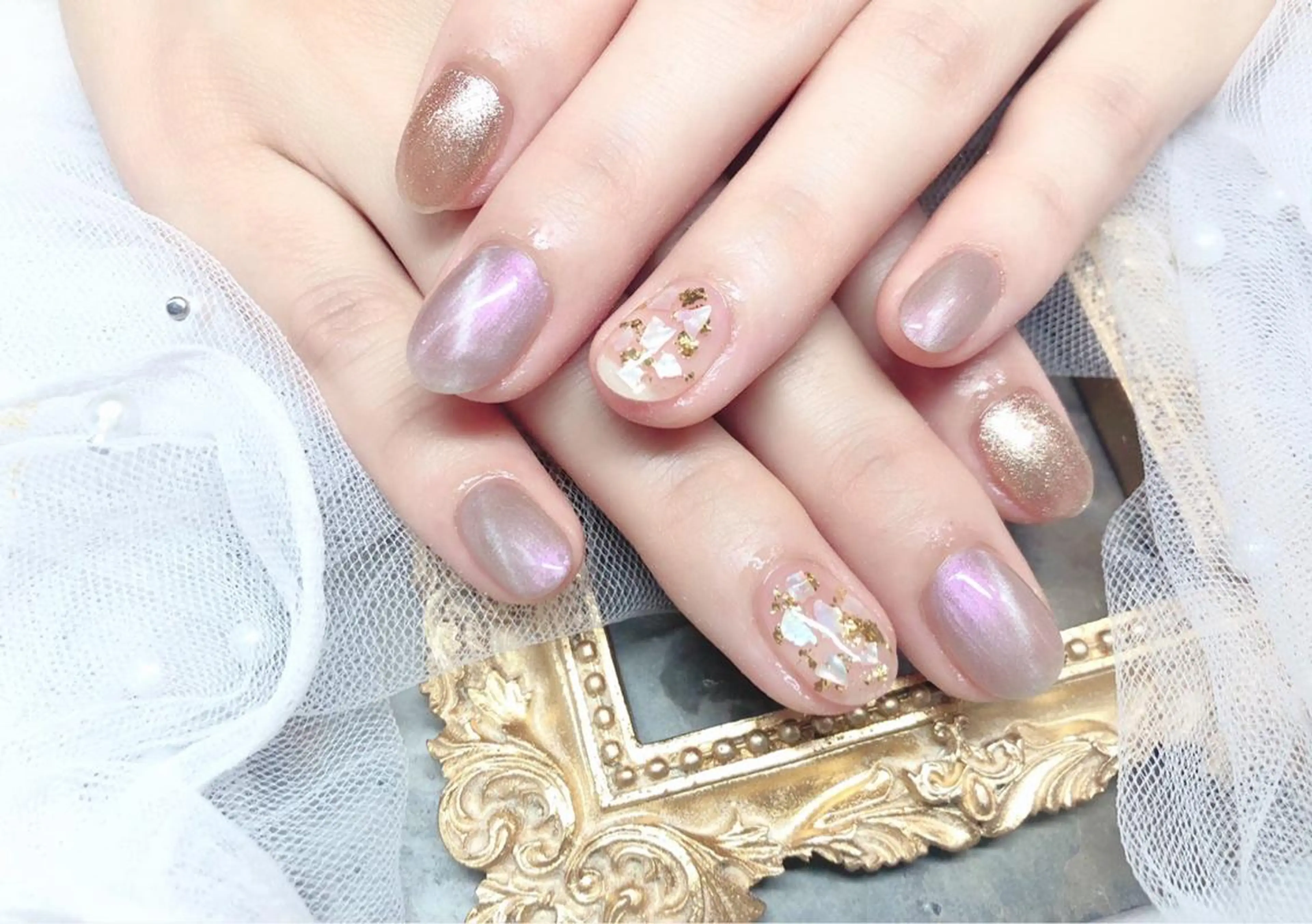 ネイル ハンドネイル マジック ミラーのネイルデザイン