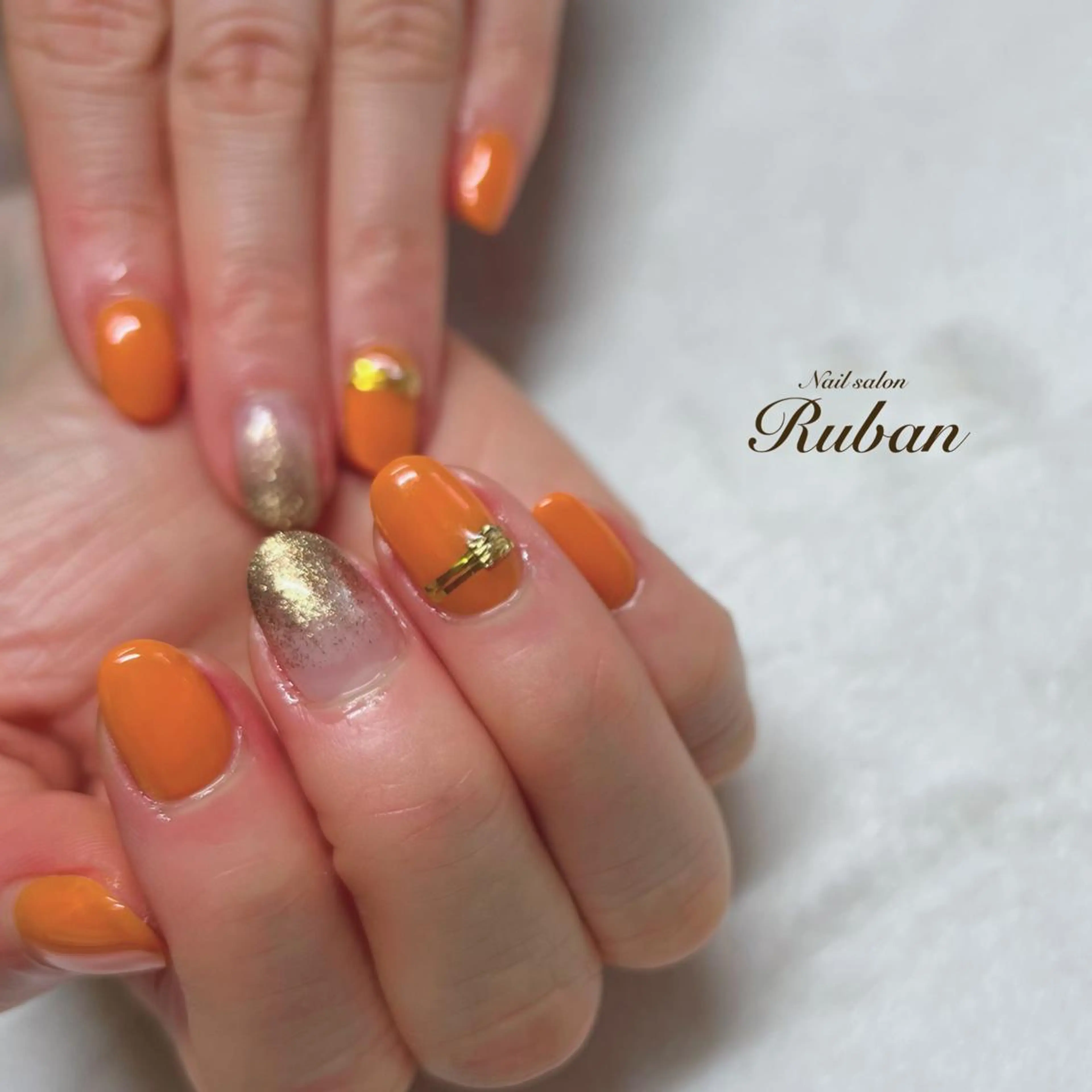 ネイル オレンジ Nail salon Rubanのネイルデザイン