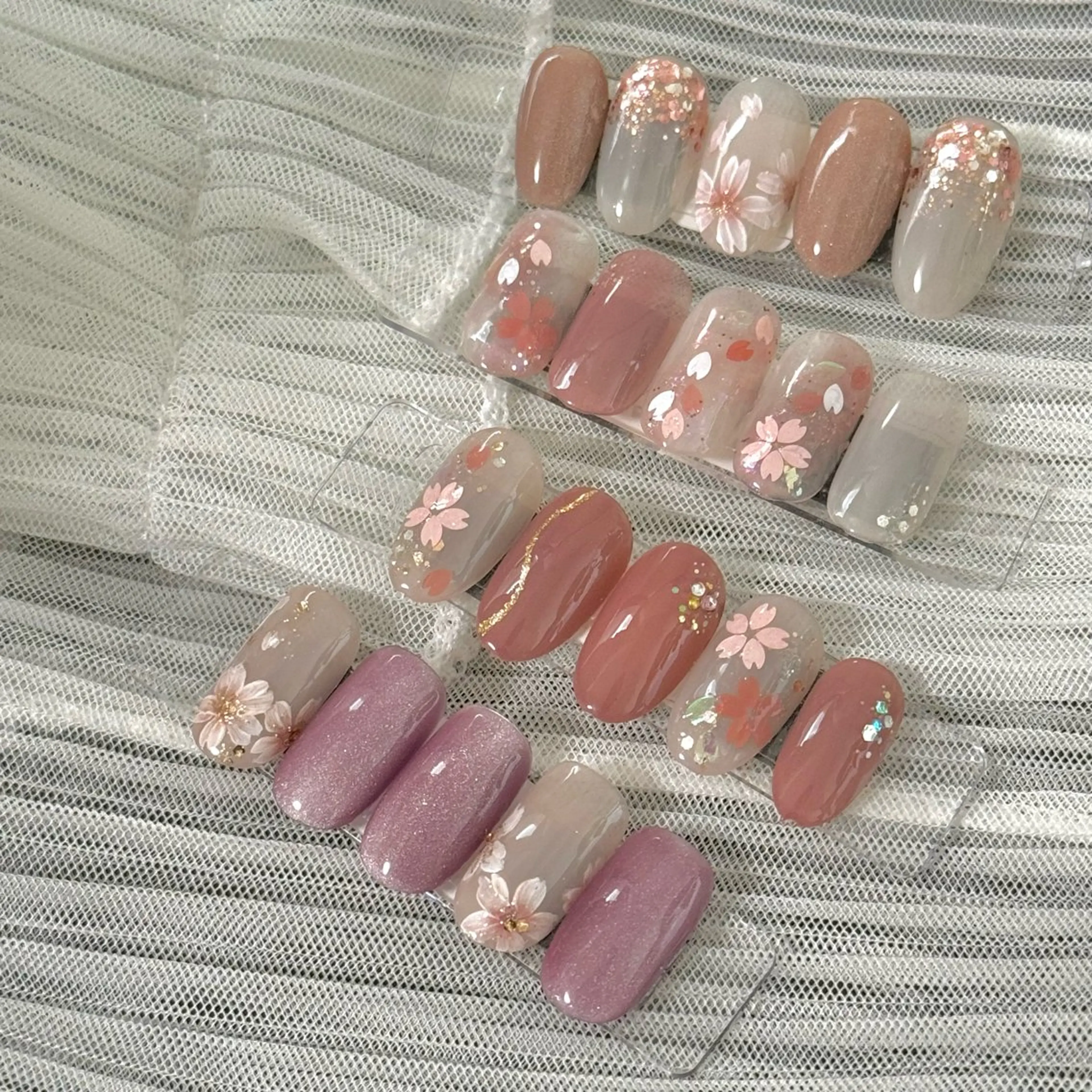 ネイル アートネイル 桜ネイル フラワーネイル マグネットネイル Hana_ Rieのネイルデザイン