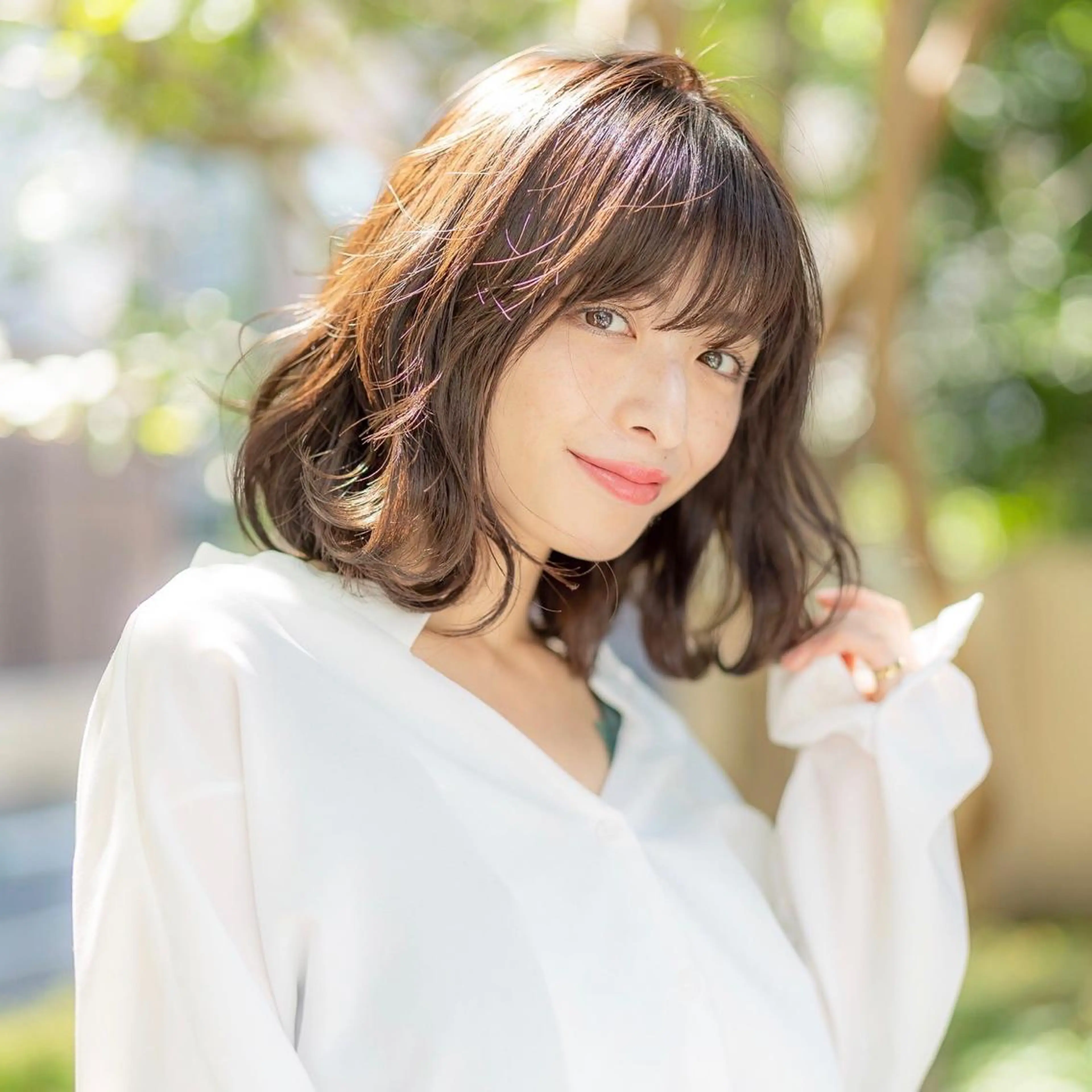 セミロング セミロングパーマ 淡色ふんわりhair 新宿satomiのヘアスタイル