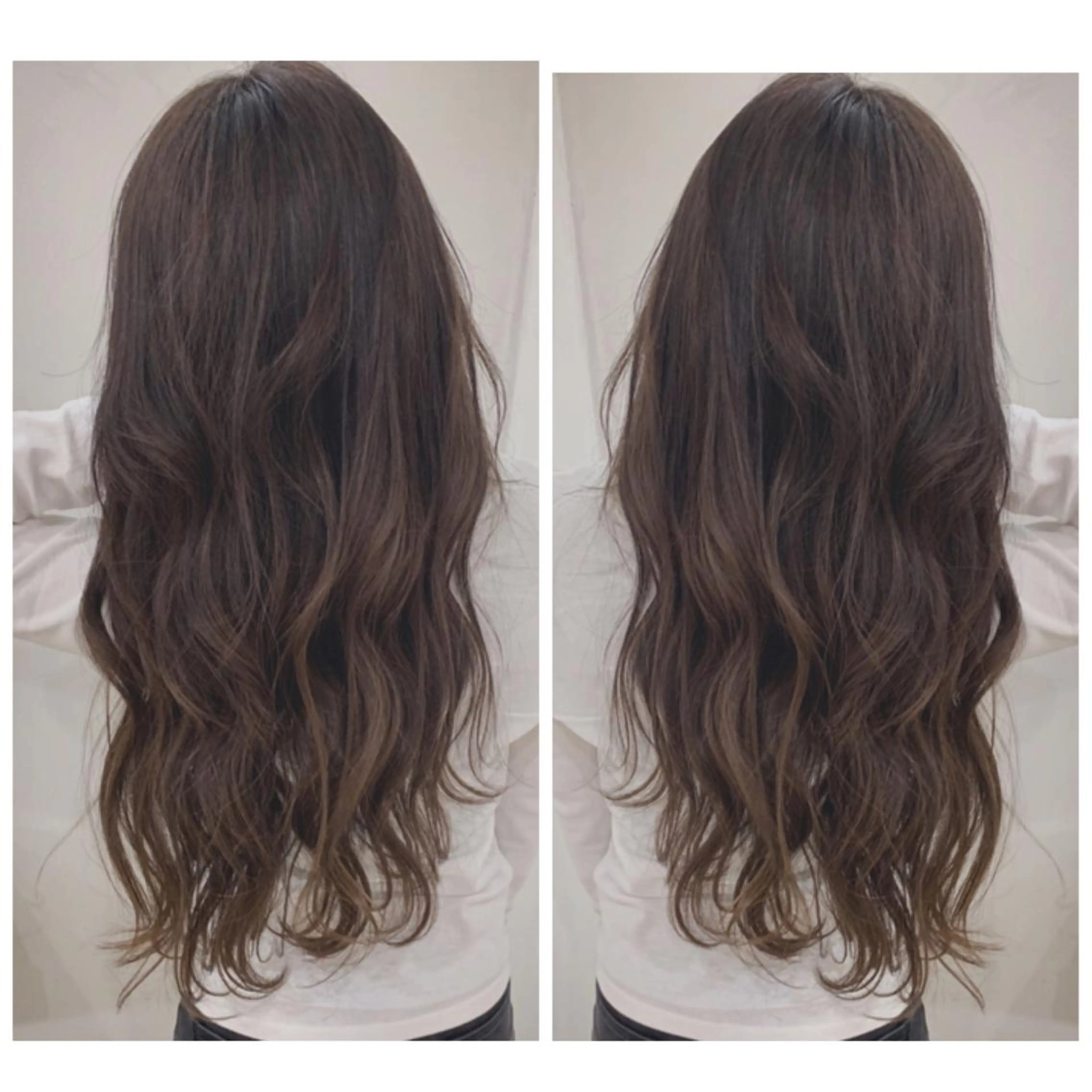 ロング カラー アッシュ バレイヤージュ ブリーチ デザインカラー グレージュ カット ヘアカラー 京都大人女性ショート 徒歩1分/秋山のヘアスタイル