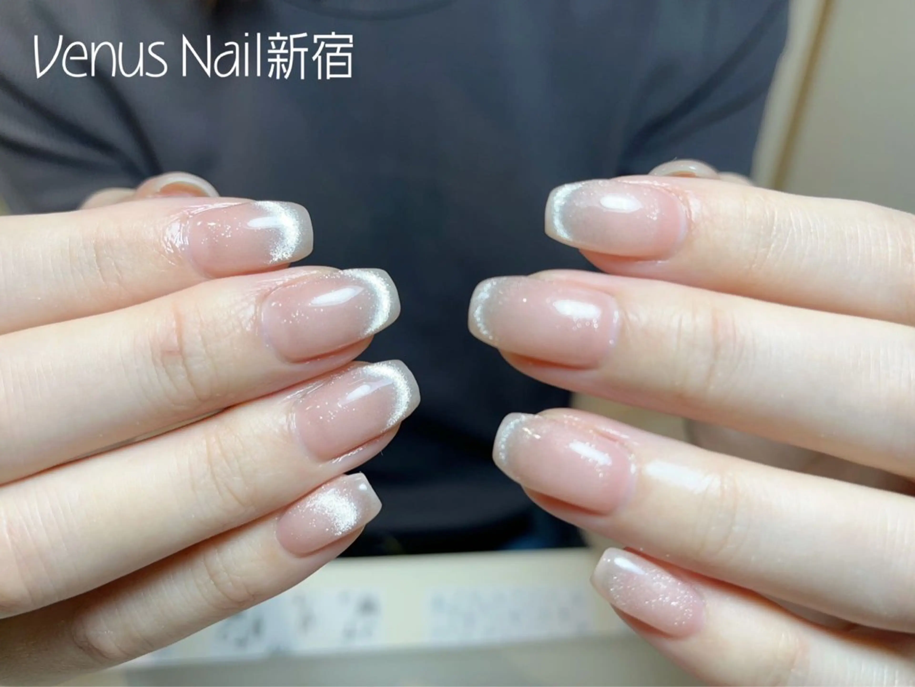 ネイル フレンチネイル マグネットネイル マグネットフレンチ オフィスネイル シンプルネイル Venus nail チップ長さだし専門店のネイルデザイン