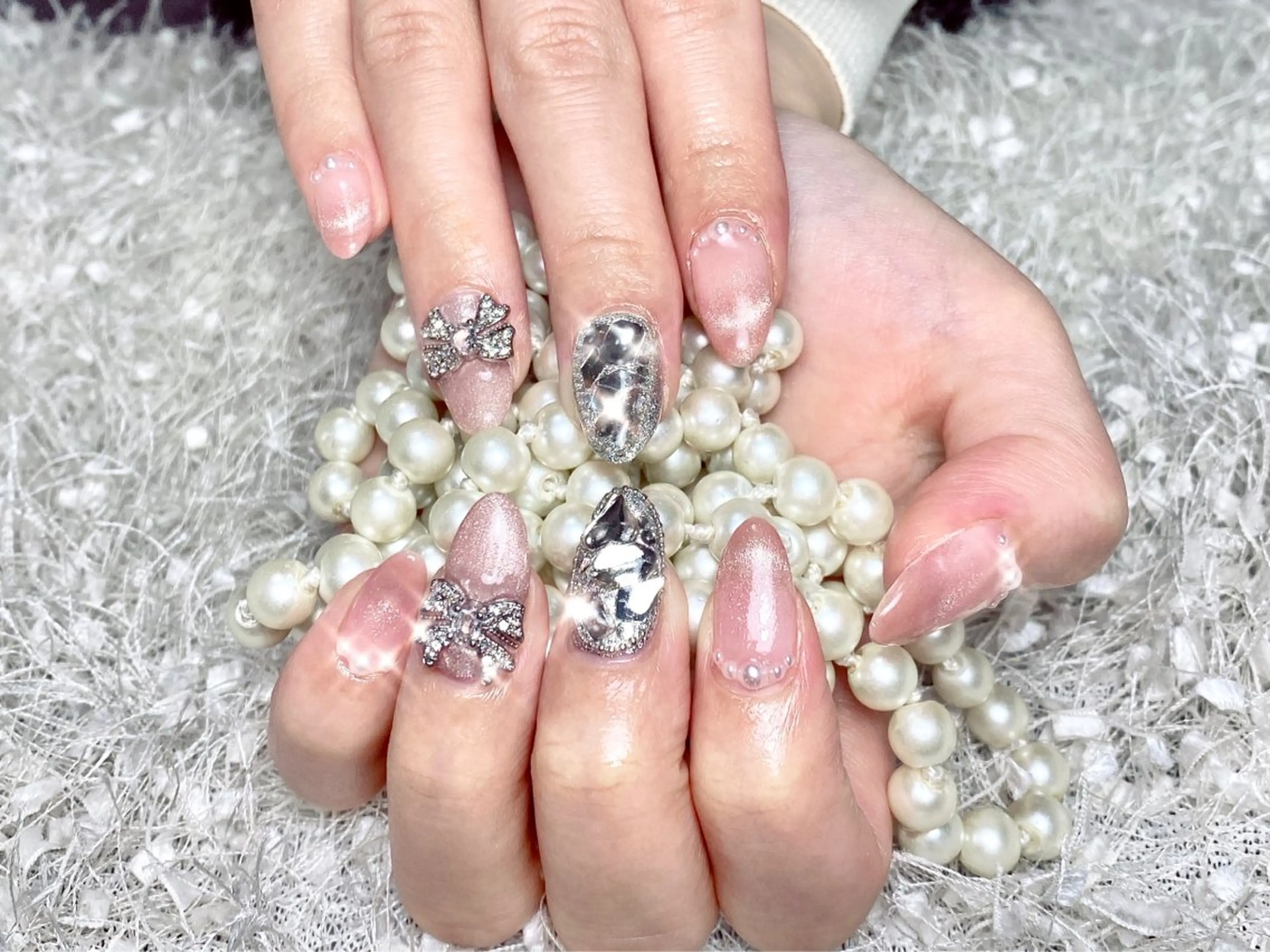 ネイル フレンチネイル マグネットネイル マグネットフレンチ ハンドネイル 【スカルプ専門店】 Naomi nailのネイルデザイン