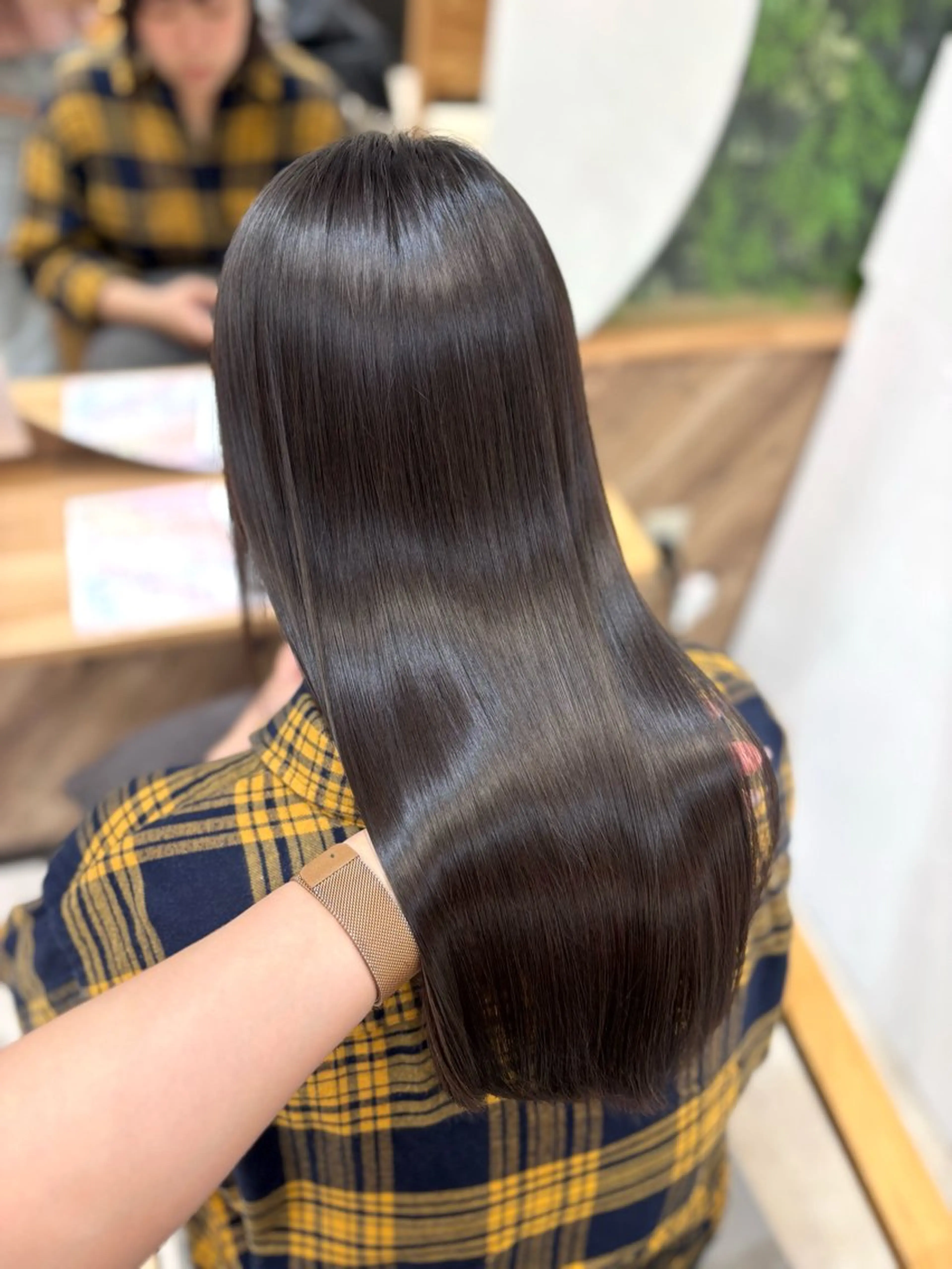 ロング 縮毛矯正 カット 縮毛矯正 トリートメント オリーブカラー/ ピンクカラー/みさきのヘアスタイル